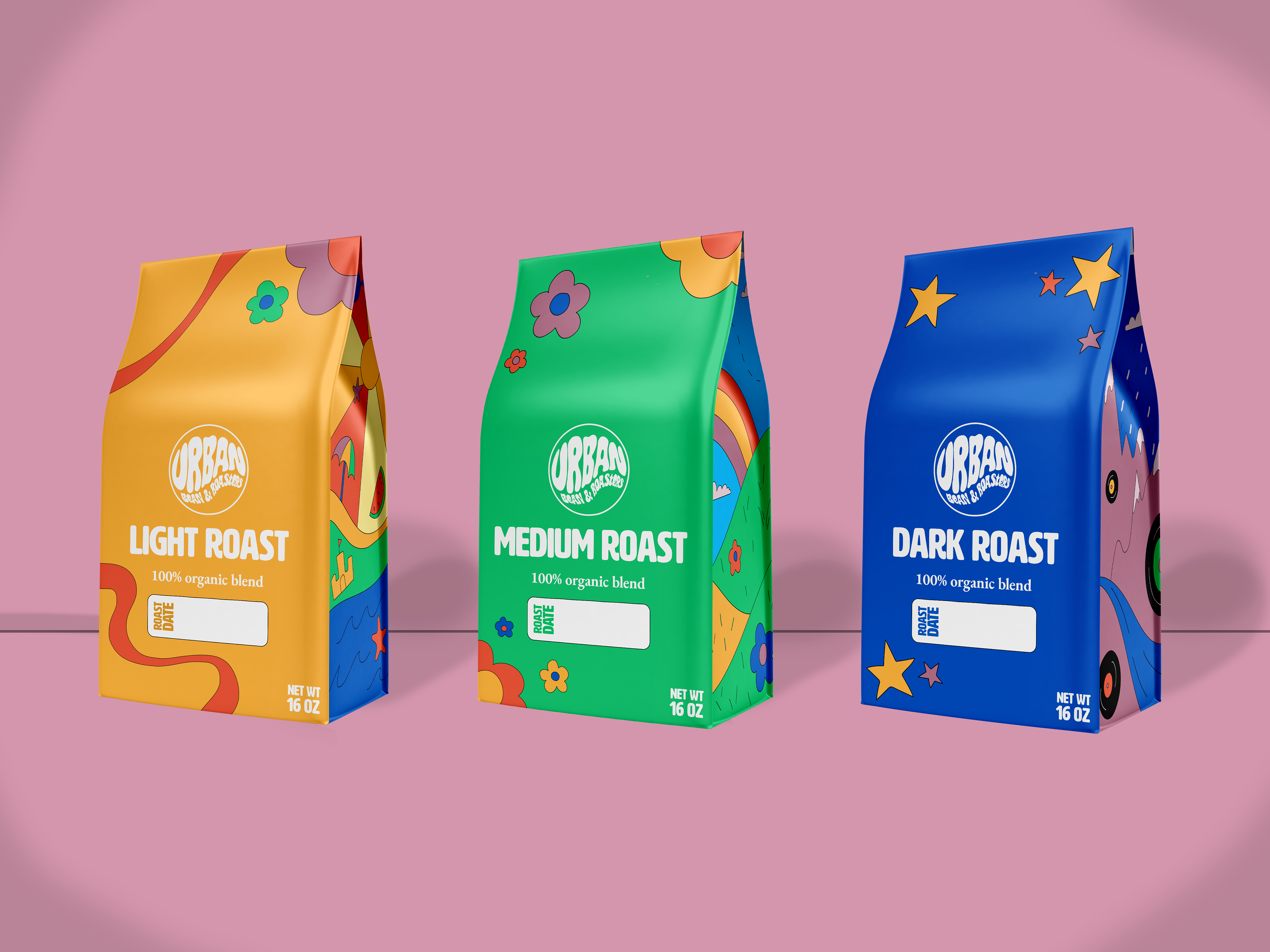 Urban Bean & Roasters coffee bag mock-ups