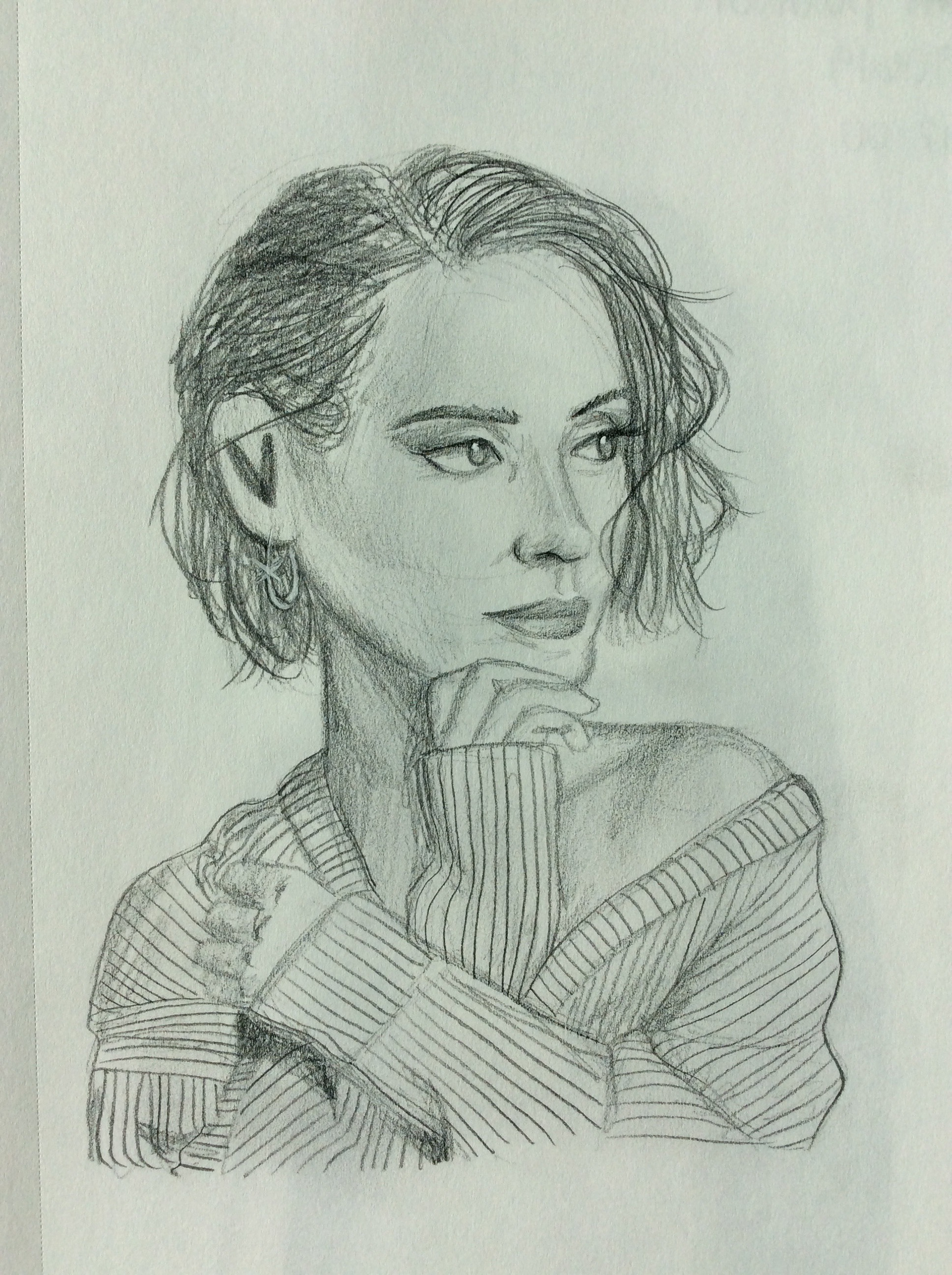 Pencil drawing of Sarah Paulson (2019)