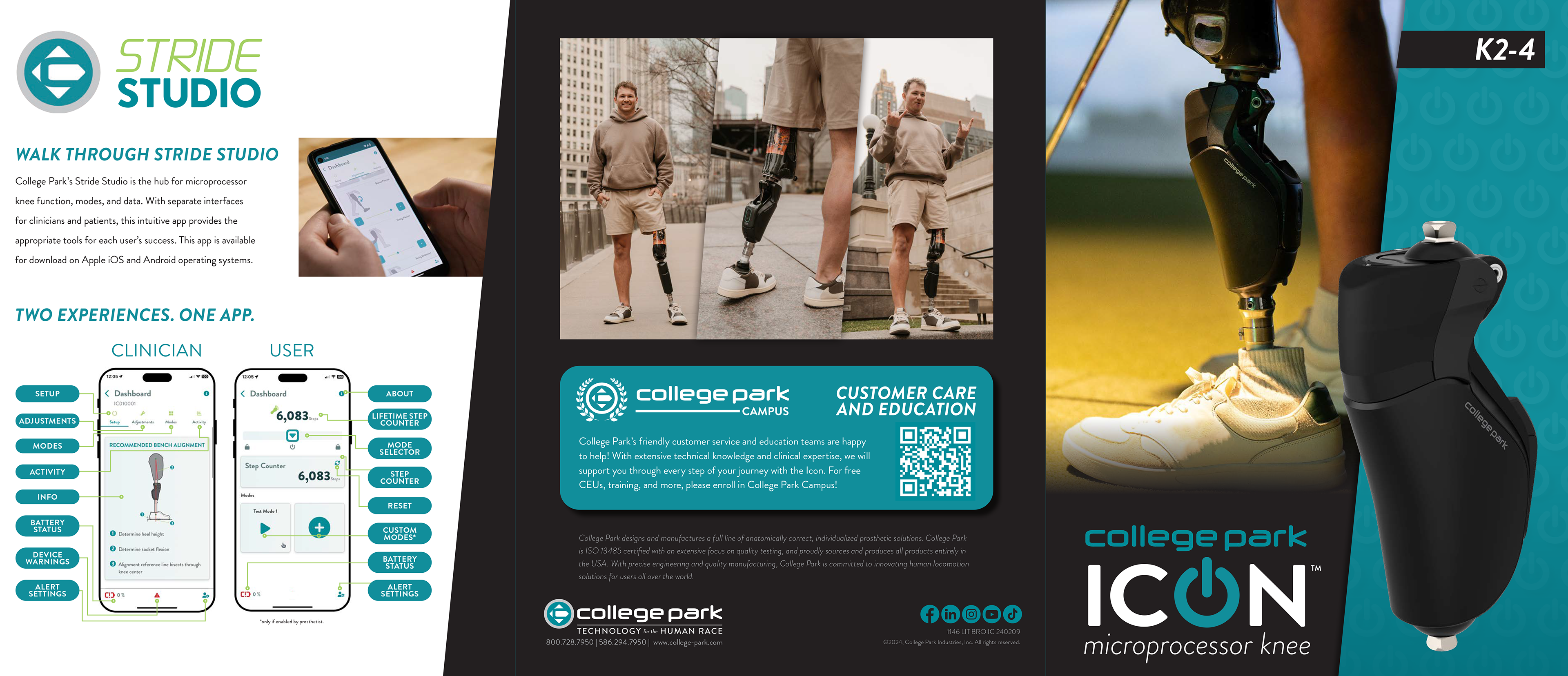Tri-fold brochure design for our Icon microprocessor knee