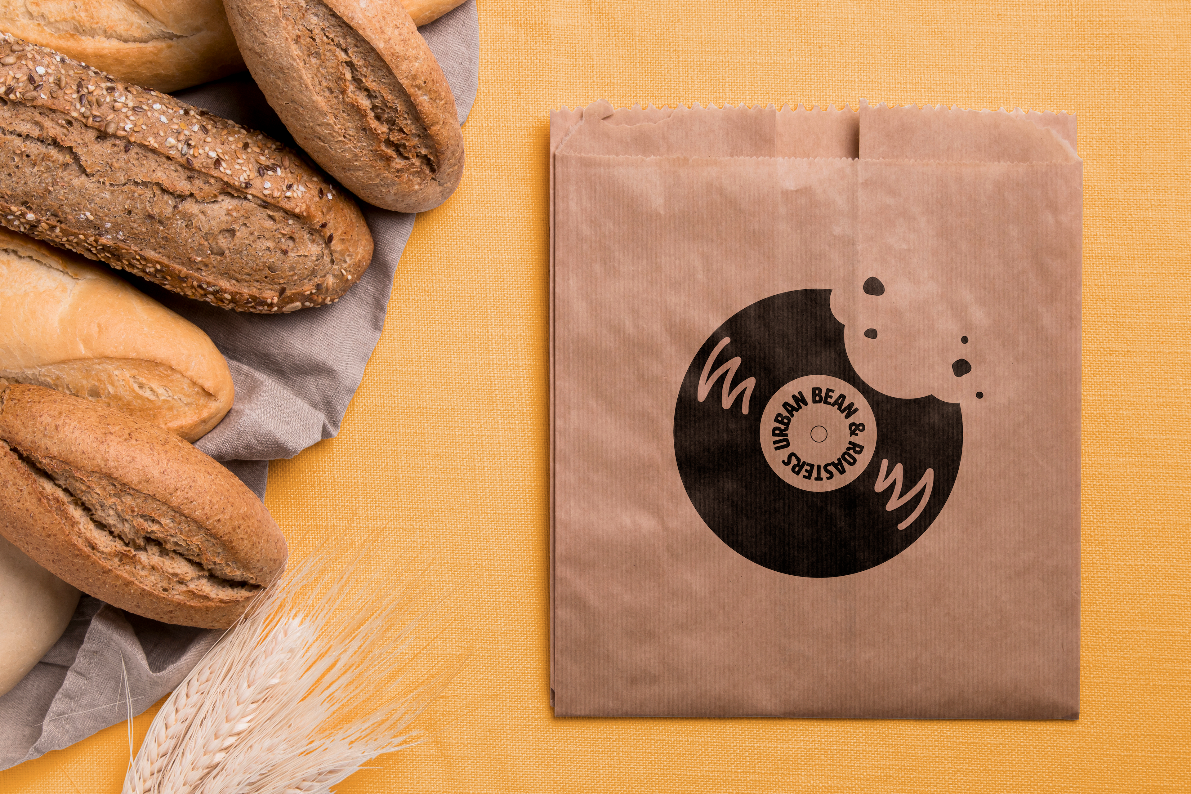 Urban Bean & Roasters pastry bag mockup