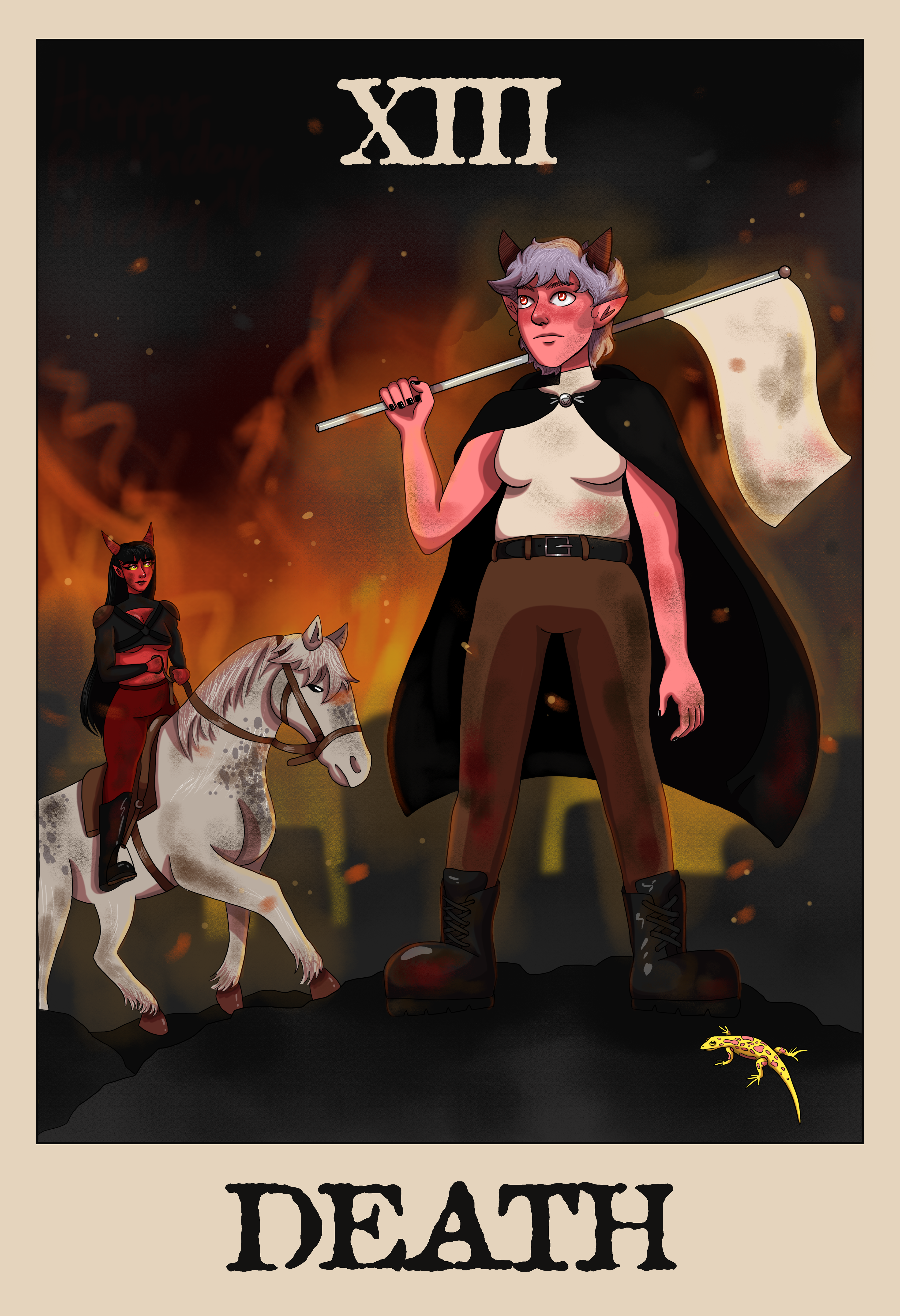 Tarot-card inspired design of an original character (2022)