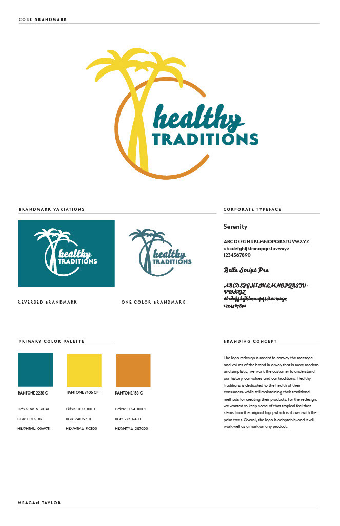 Final logo board for Healthy Traditions