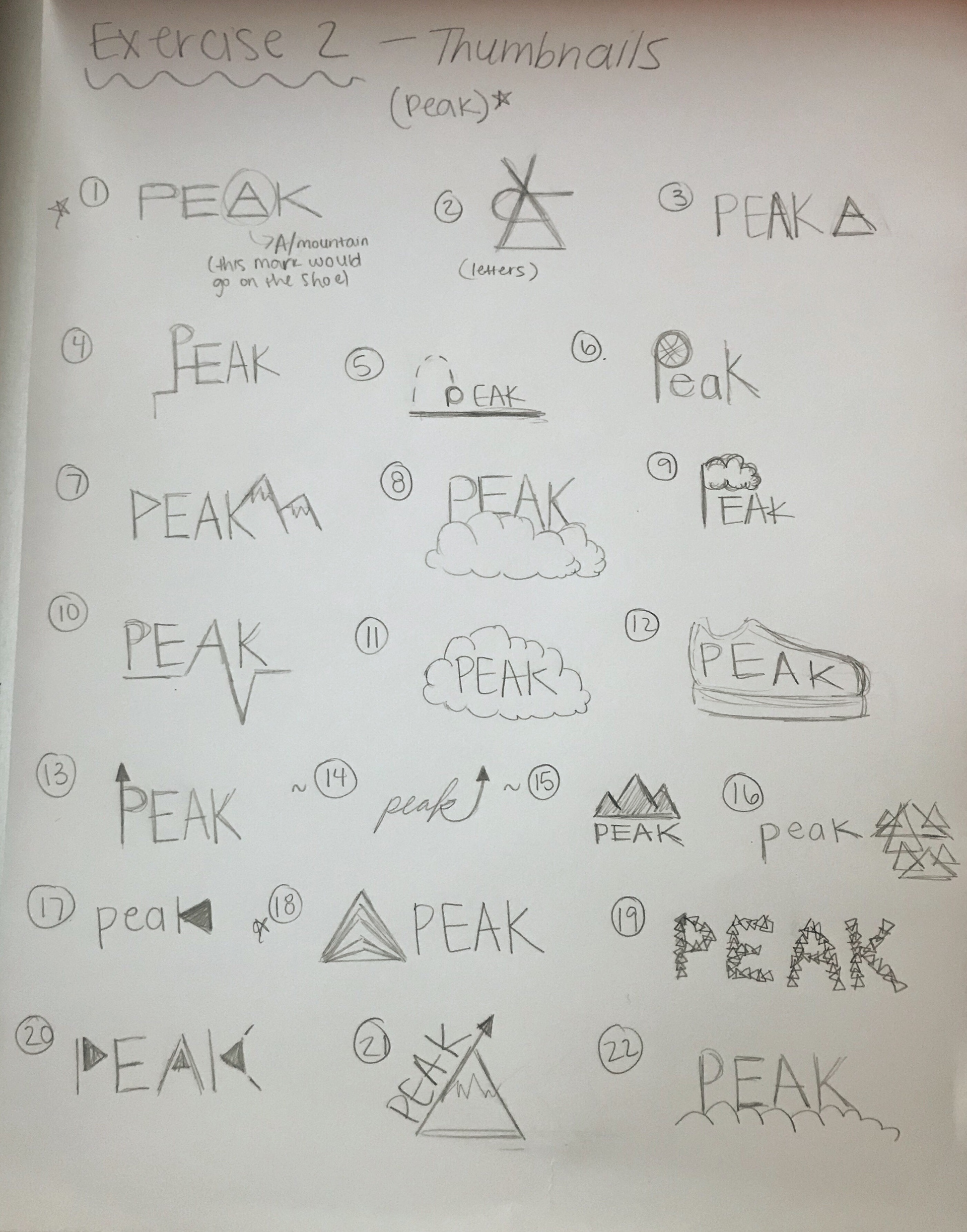 Thumbnails for "Peak" logo design