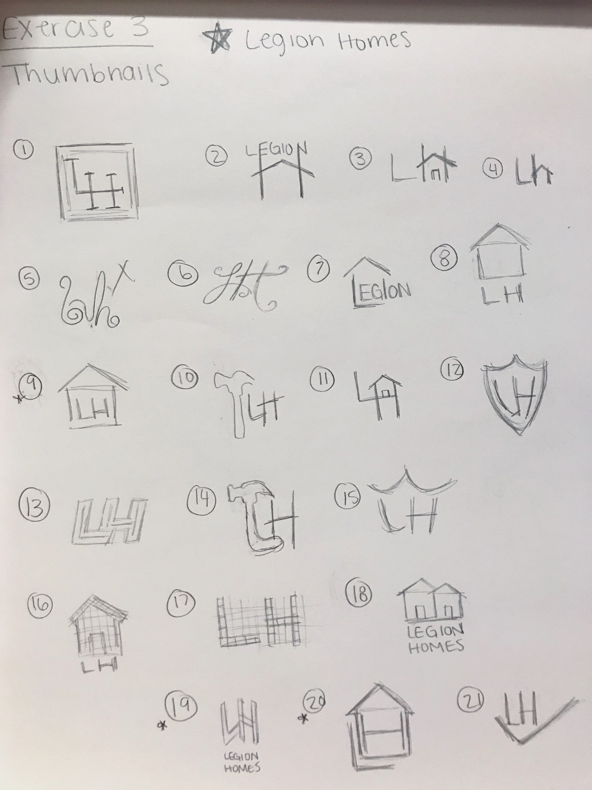 Thumbnails for "Legion Homes" logo design