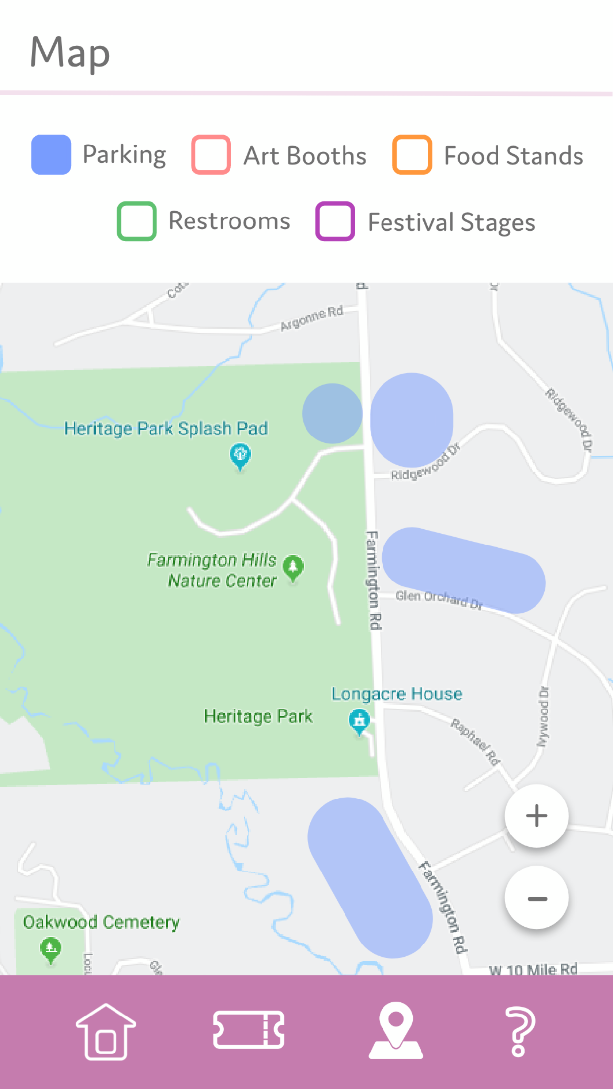 Map page of the Lilac Festival app