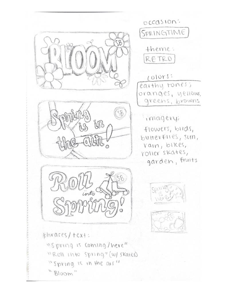 Sketches for Starbucks gift cards
