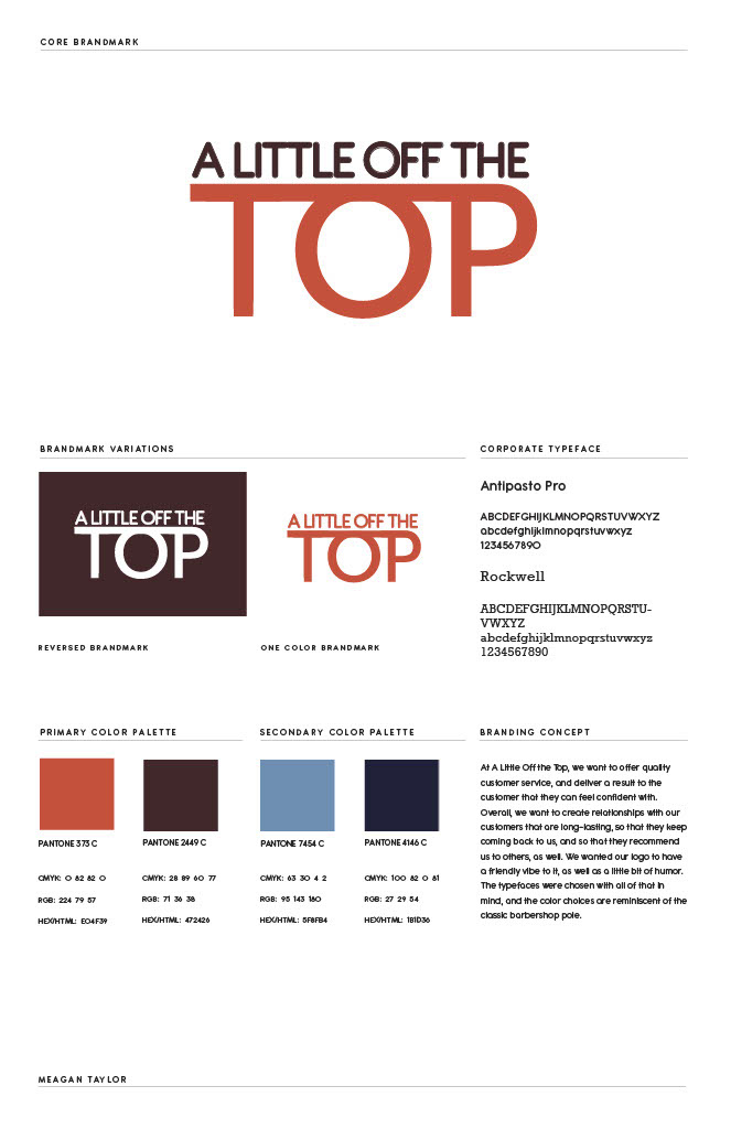 Final logo board for "A Little Off the Top"