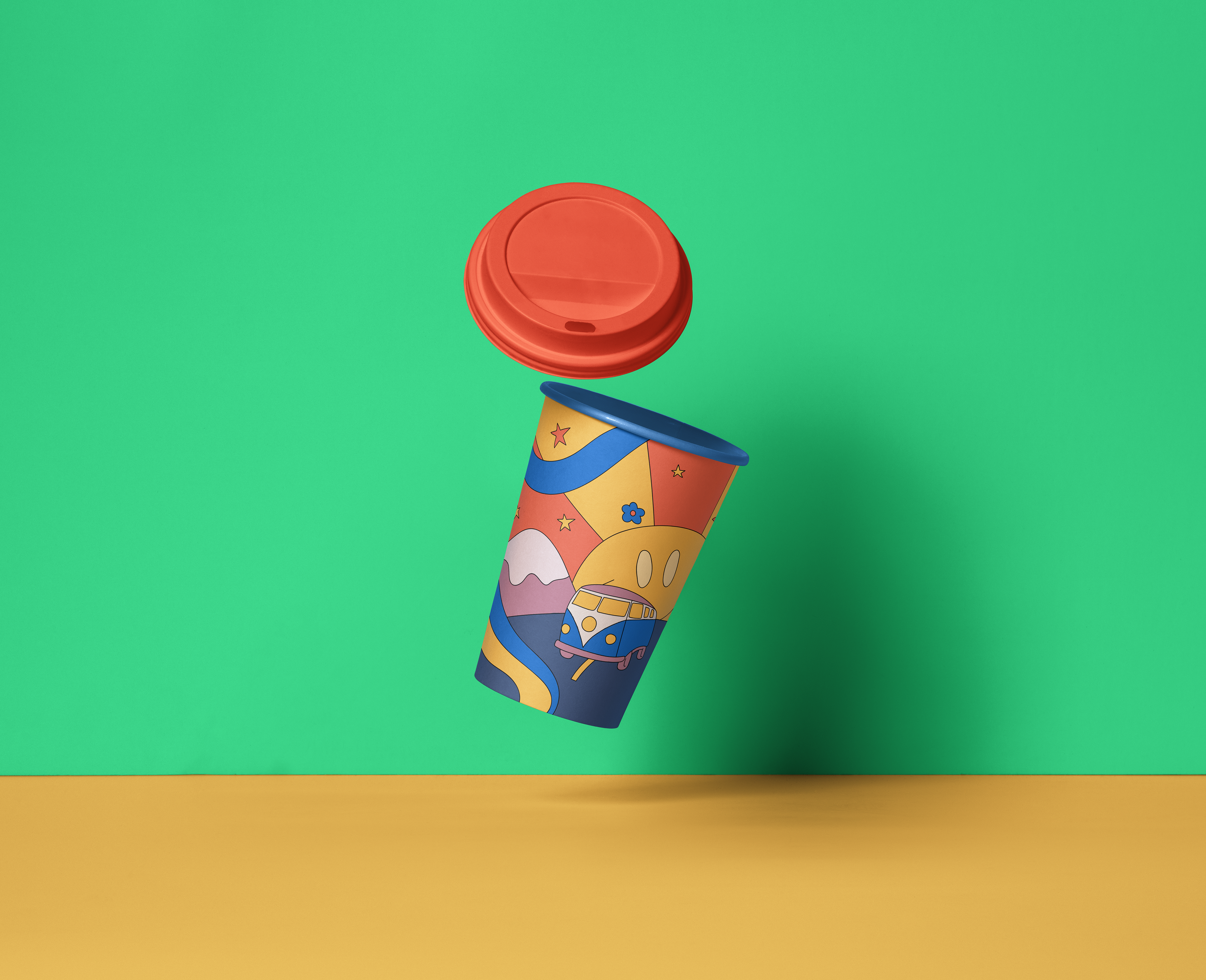 Urban Bean & Roasters wrap-around coffee cup mockup