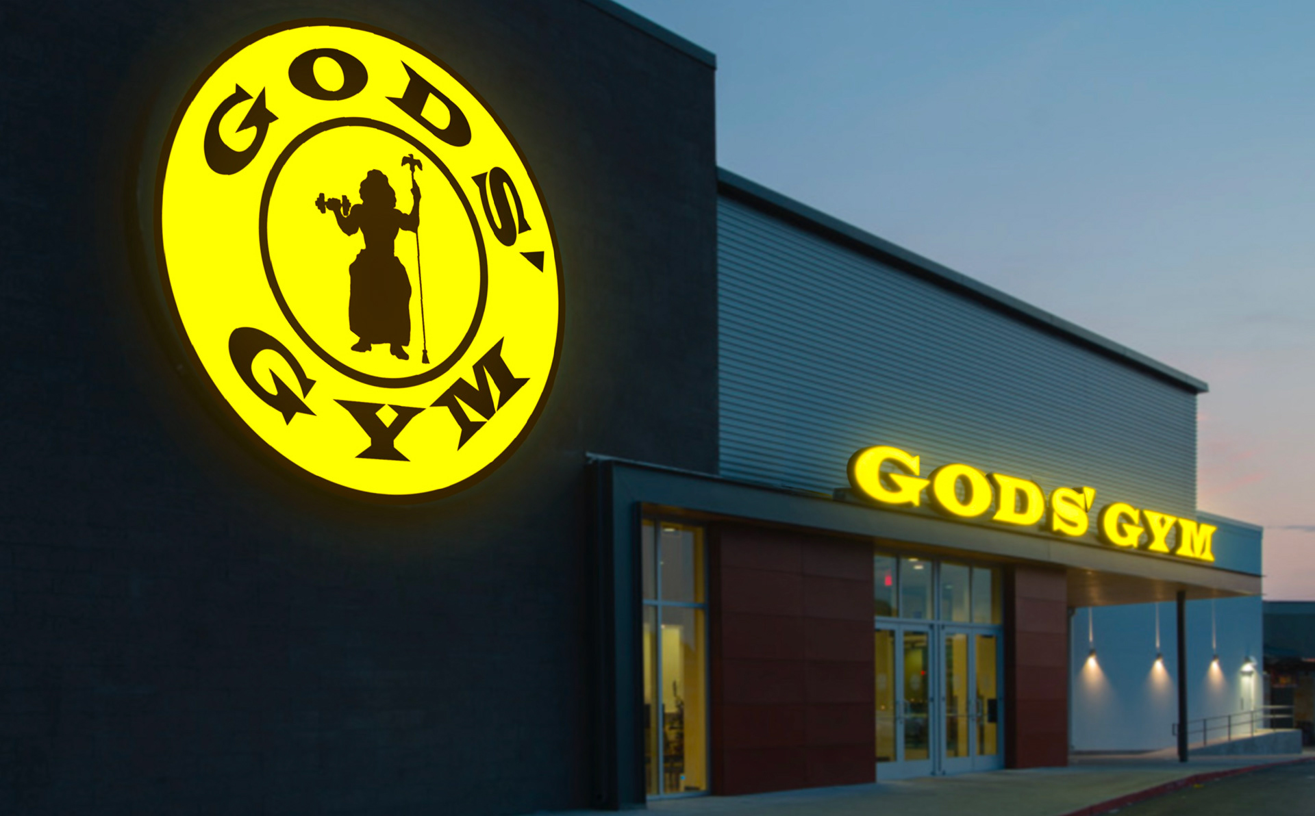 Opening graphic Gold's Gym parody commercial, 2023