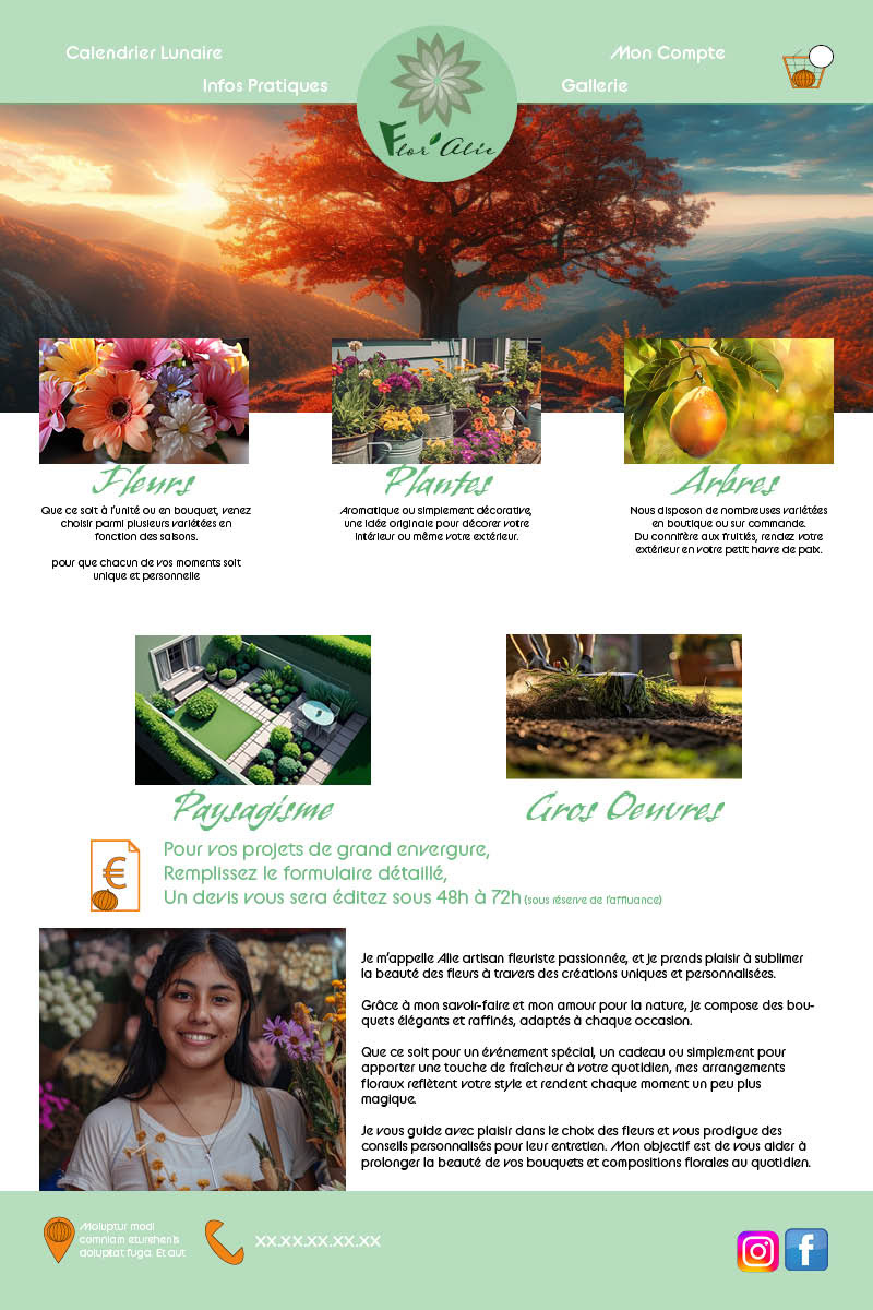 Création d'une maquette de site internet en fonction des saisons (ici automne)