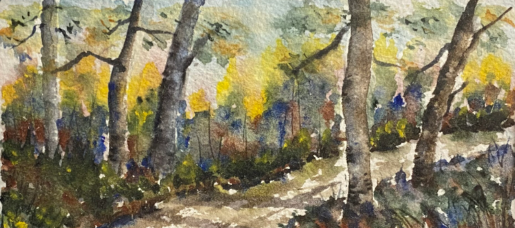 "Shadow Walks" - 11"x5" watercolor