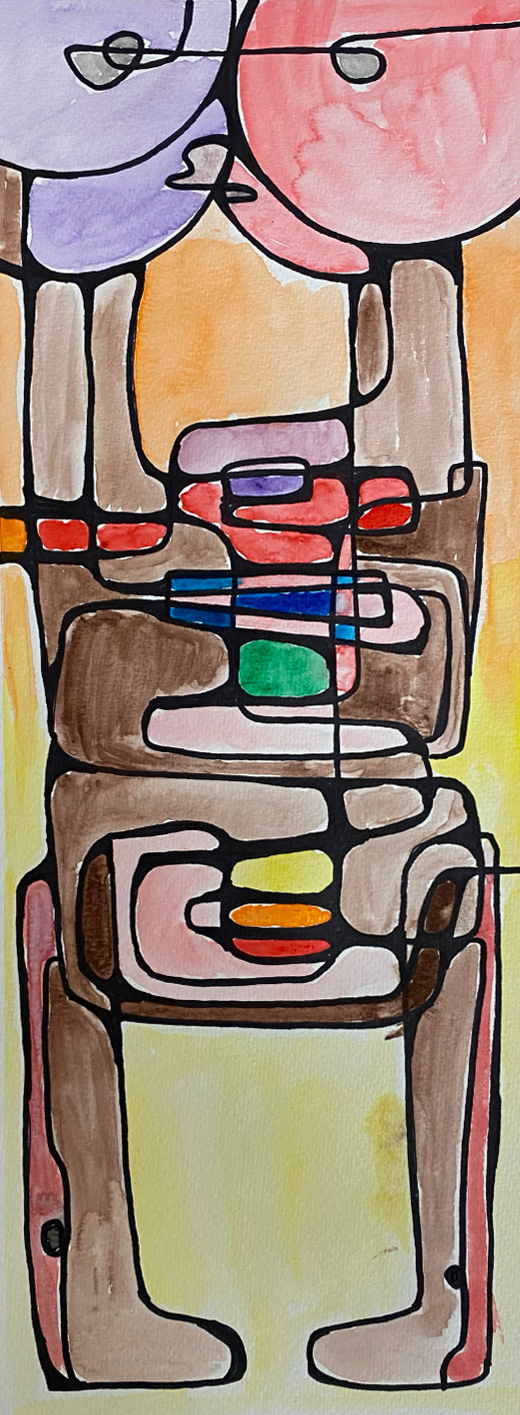 "Silent Thoughts" - 7"x16" gougche