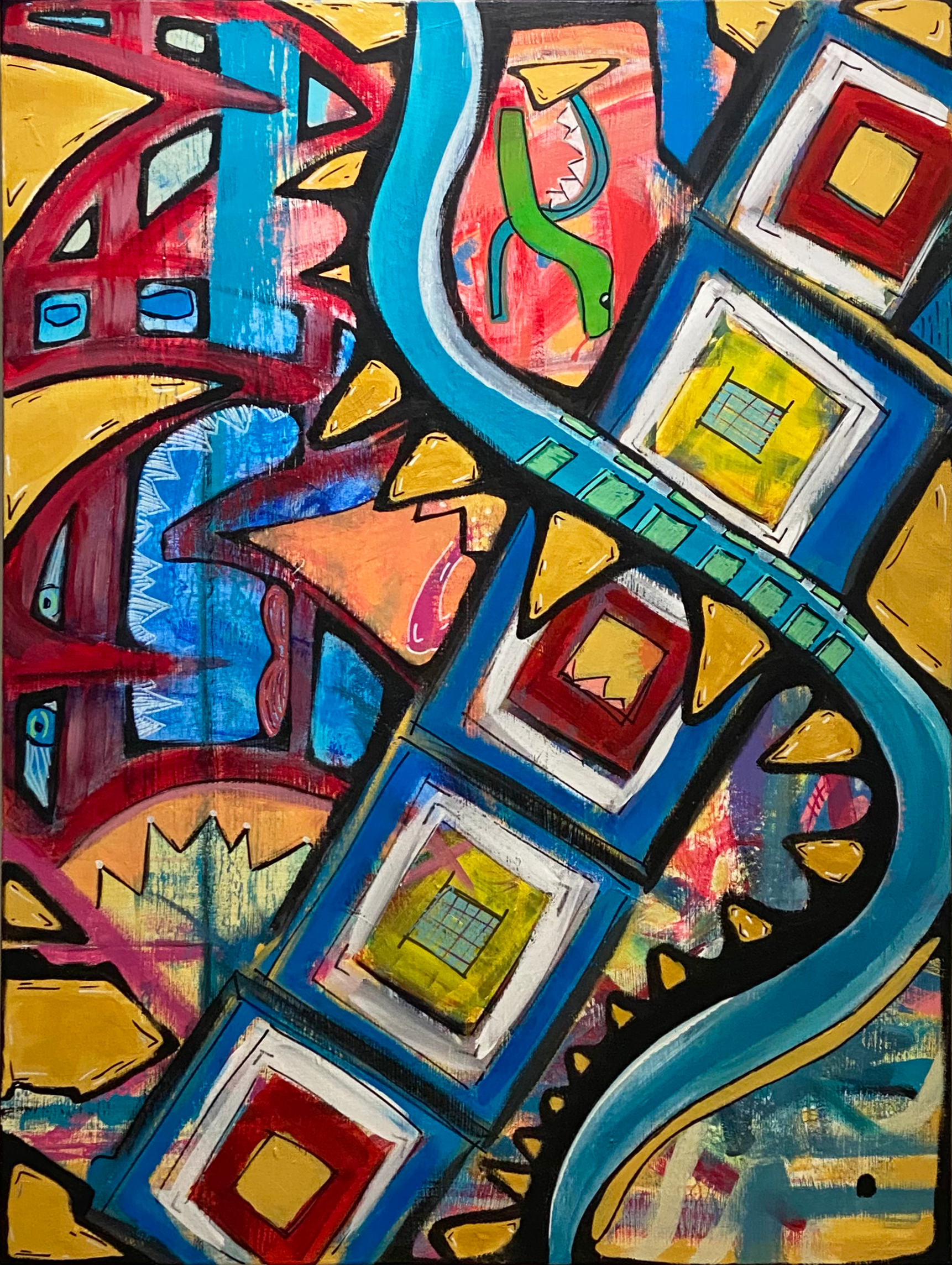 "Tangled Thoughts" - 30"x36" mixed media