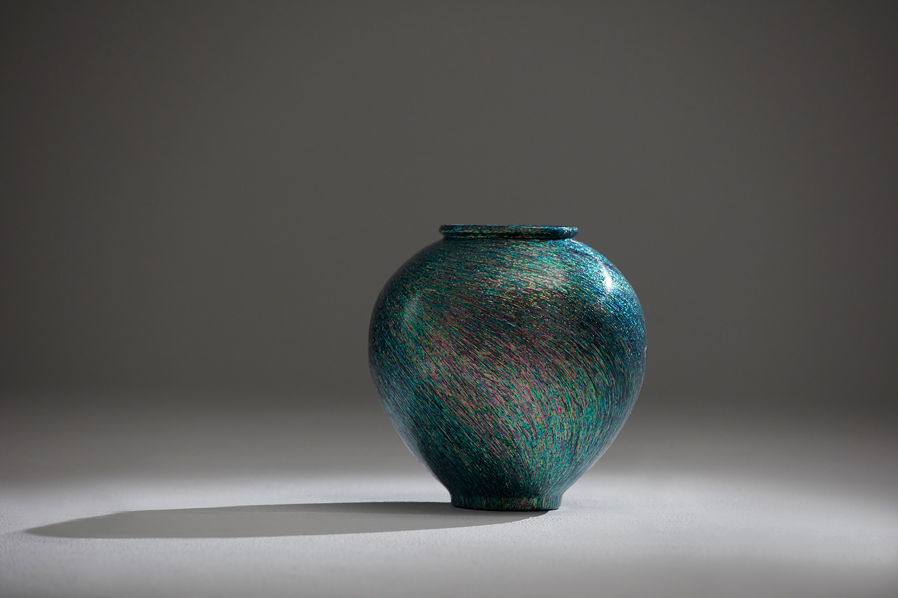 	Contemporary Korean moon jar made with mother-of-pearl