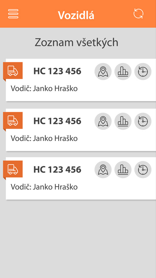 Vehicles section, subsection: list of all