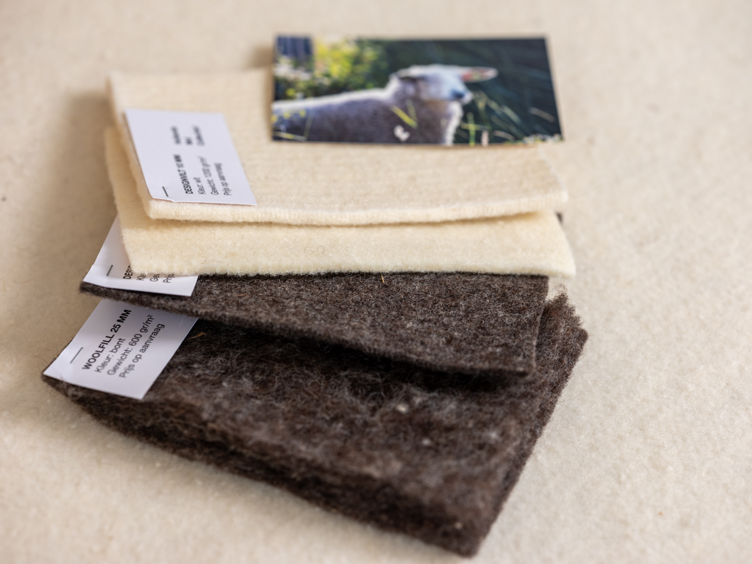 wol en vilt samples van het Hollands Wol Collectief