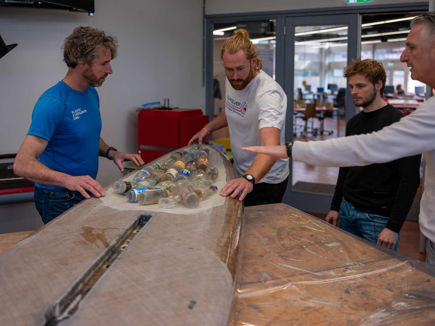 De matrix met de zwerfvuil flesjes, innovatielab, InHolland Alkmaar