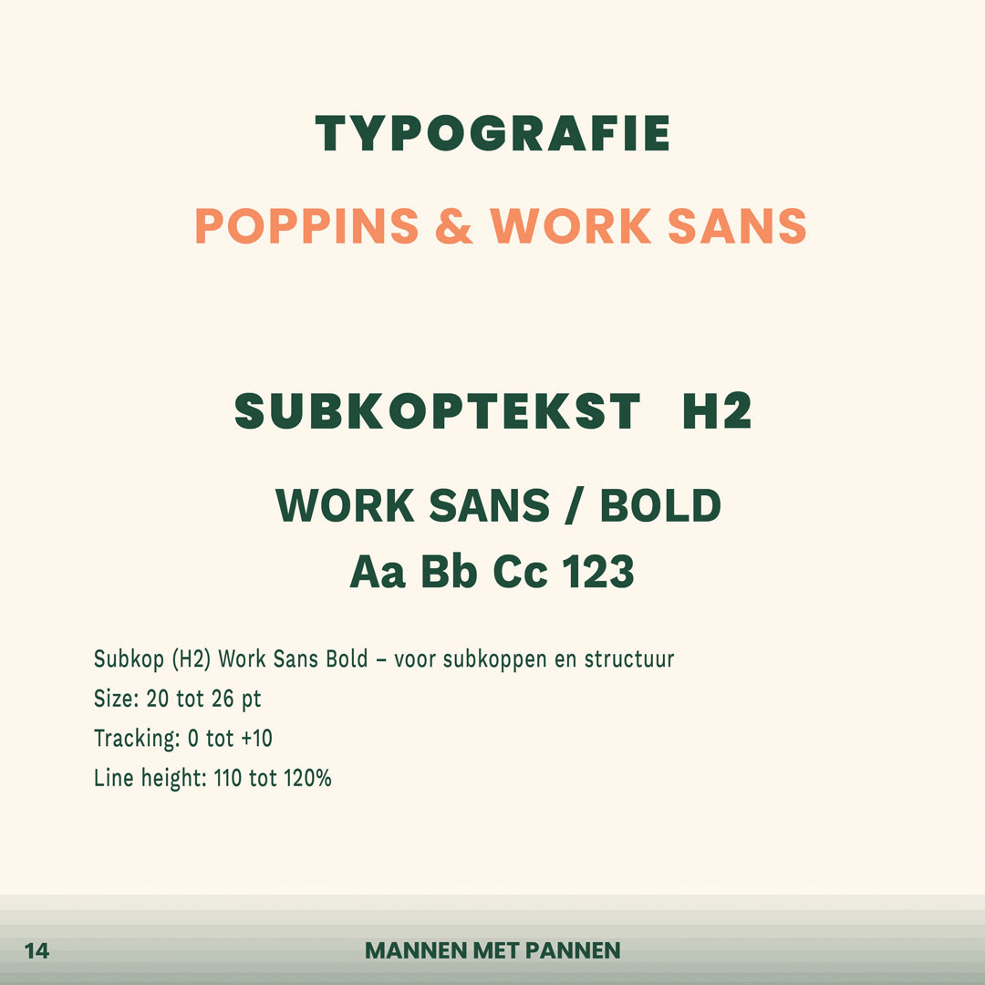 Typographic system developed for clear and consistent Mannen met Pannen communication.