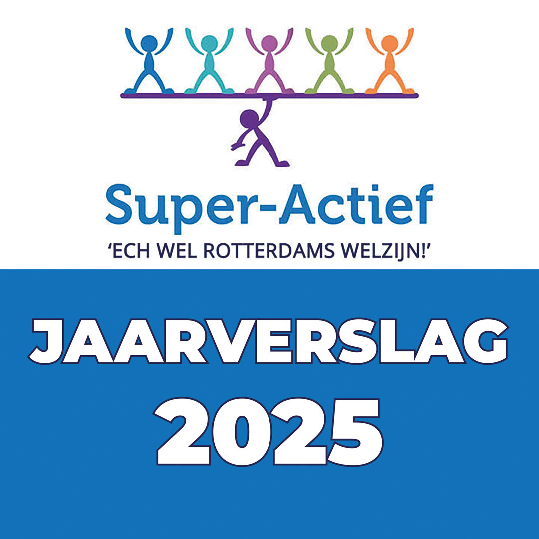 Cover design for the Super-Actief 2025 Annual Bulletin, using the organisation’s blue visual identity and a clear editorial structure.