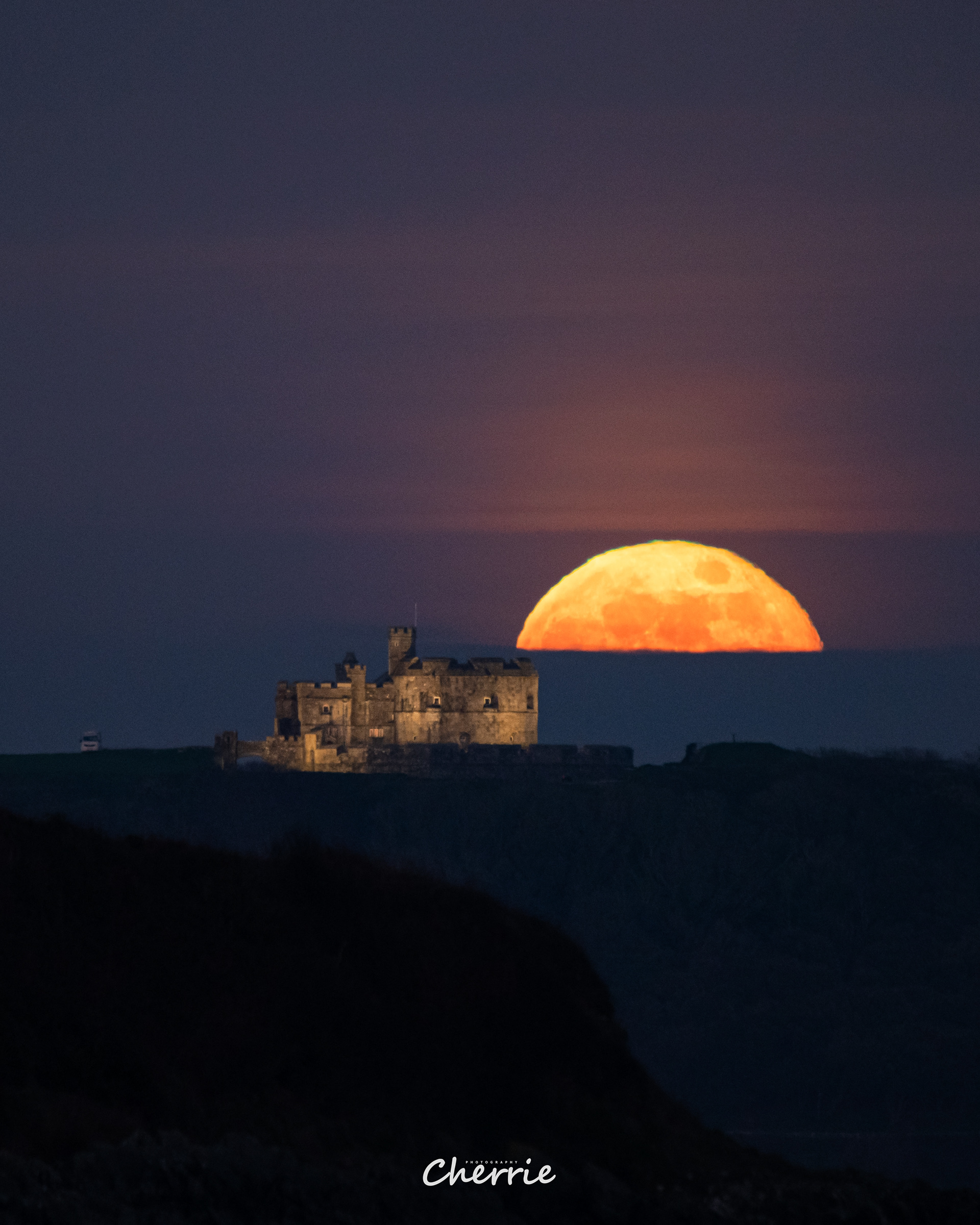 Moonrise At Pendennis Castle Falmouth