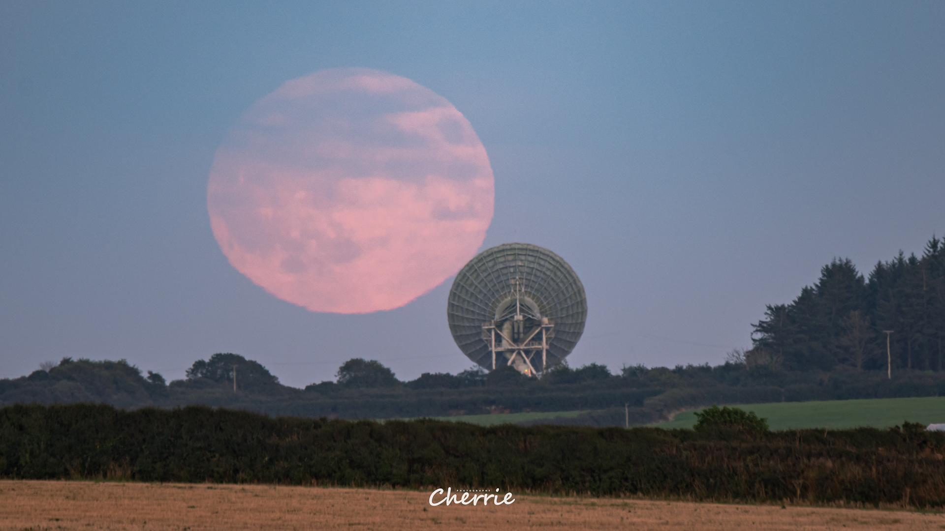 Goonhilly Earth Station Moonrise
