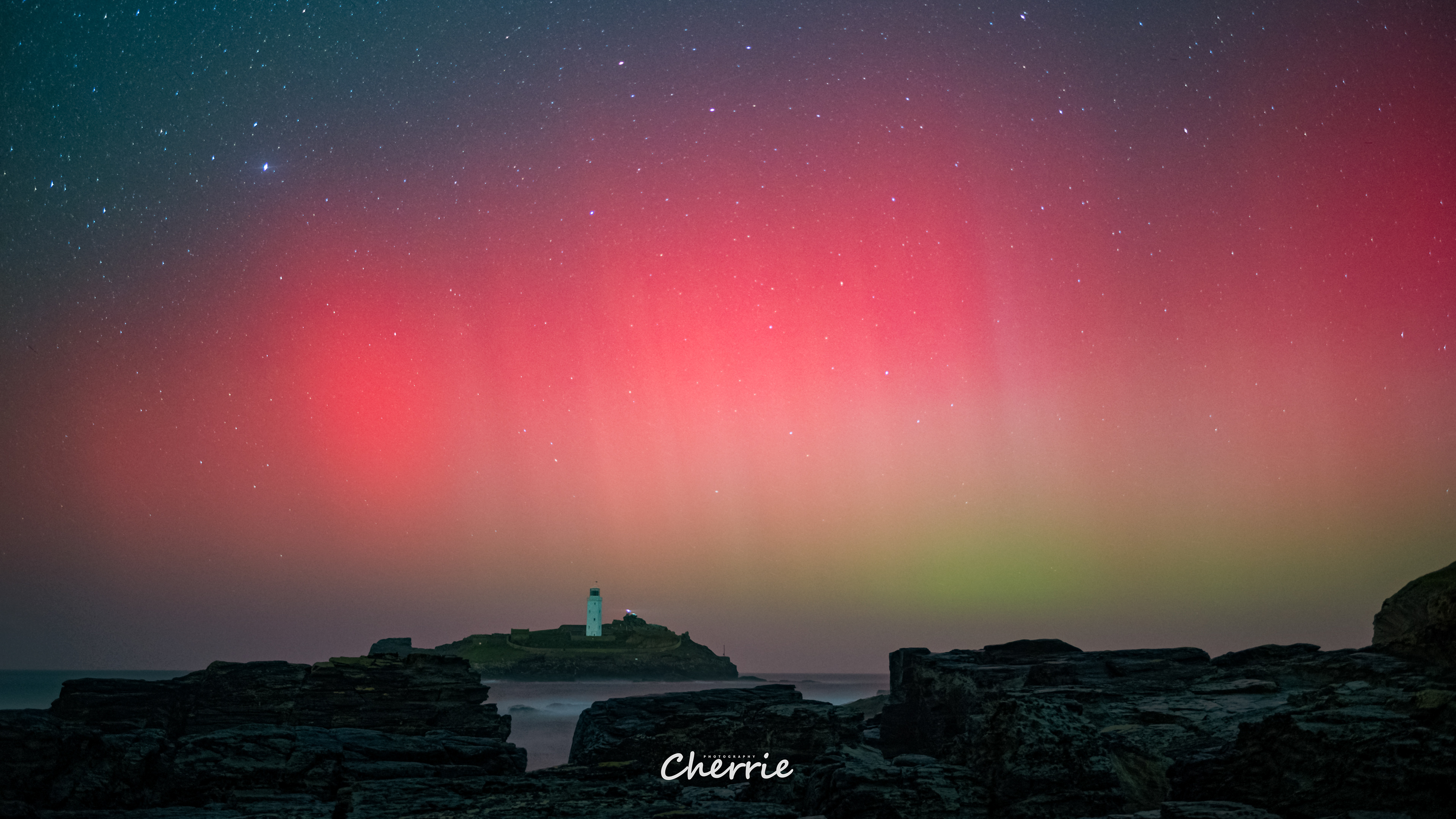 Aurora At Godrevy Lighthouse Cornwall