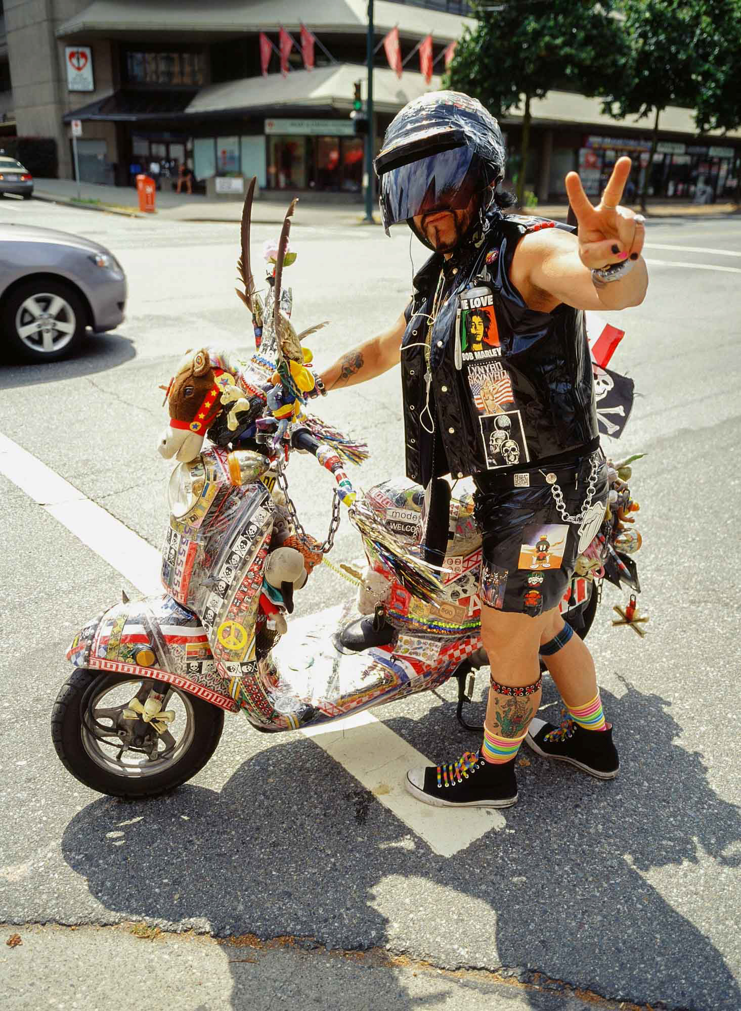scooter dude, Broadway and Alder, analog film Vancouver BC 2011