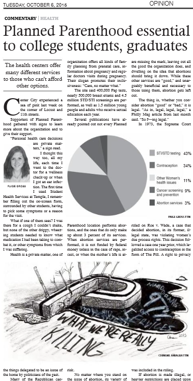 Volume 94 Issue 7 10/6/2015 "Planned Parenthood essential to college students, graduates"