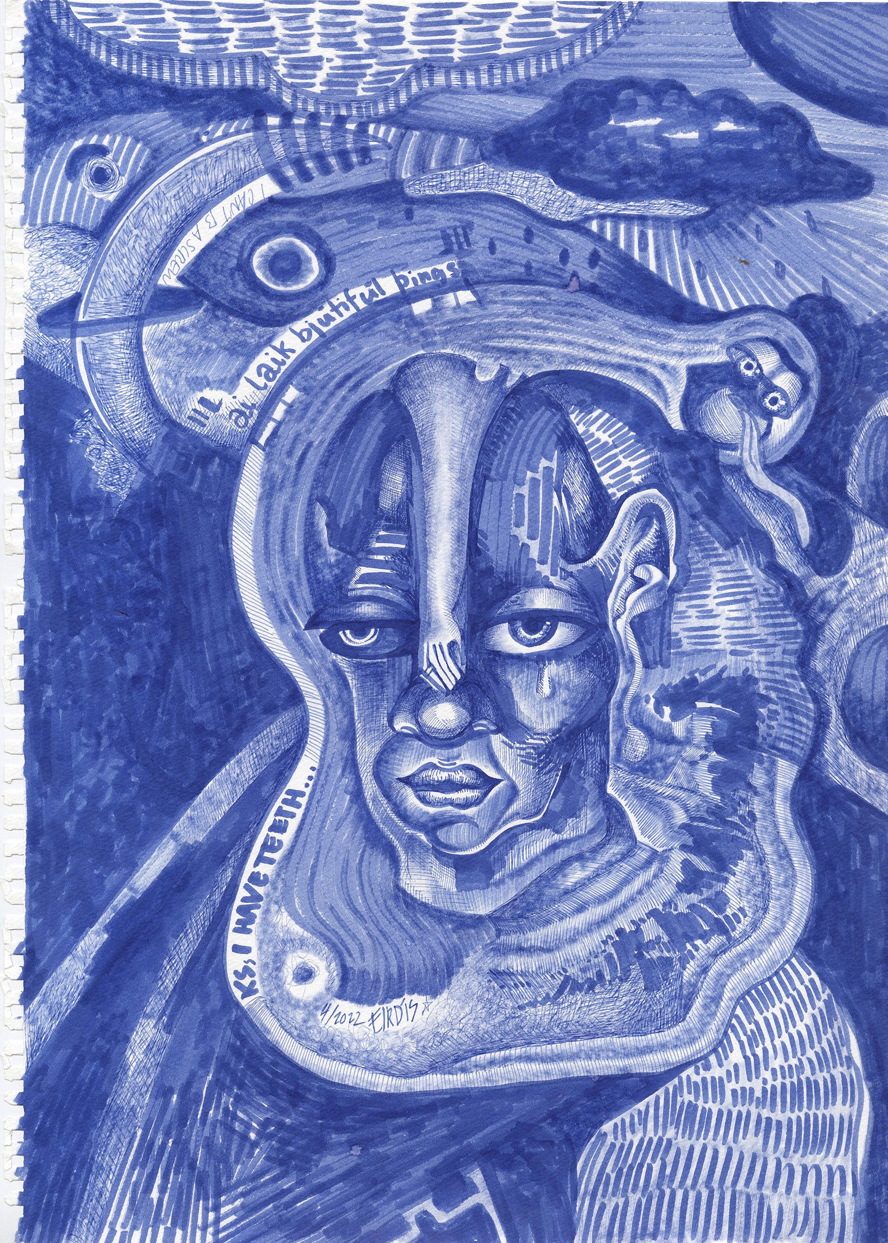 TOUCHING SMELL - Pen on Paper - 2022 - 42 x 30cm
