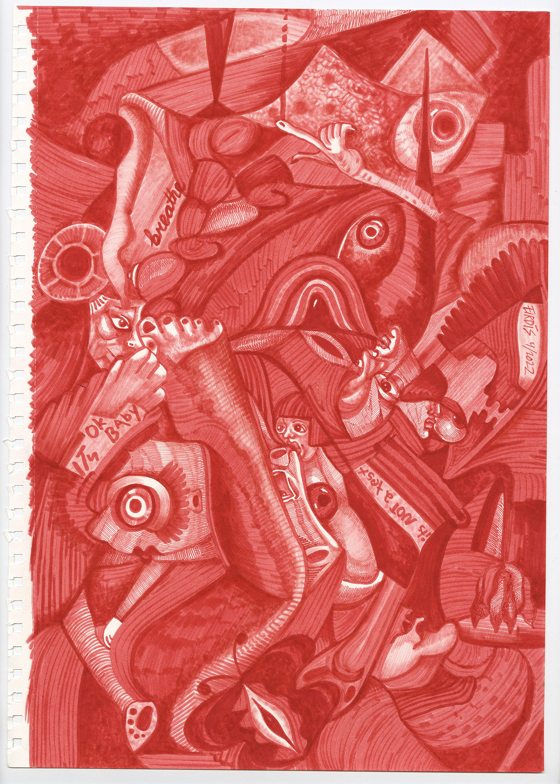 INTERNAL RUPTURE - Pen on Paper - 2022 - 42 x 30cm