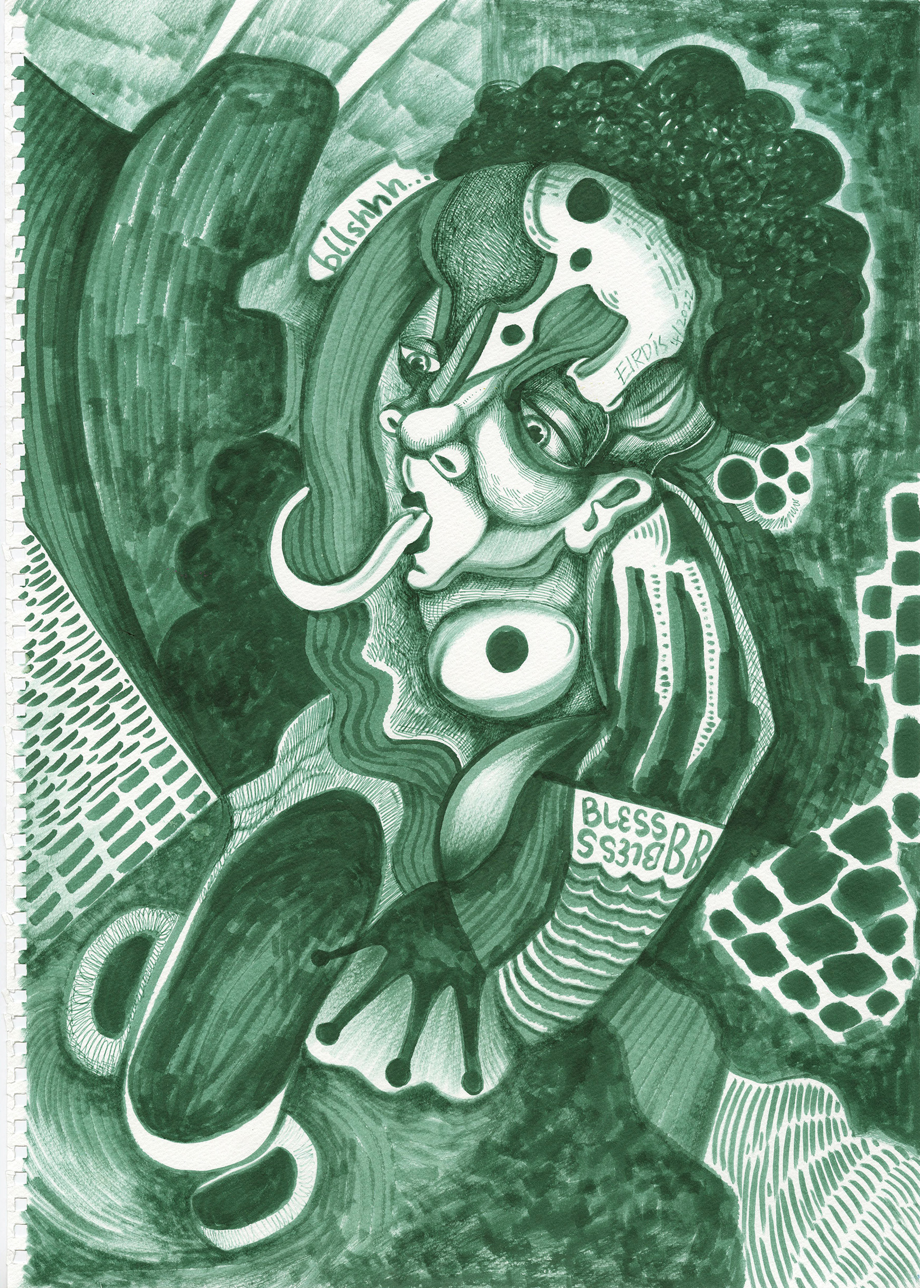 BLESSED BROCCOLI - Pen on Paper - 2022 - 42 x 30cm