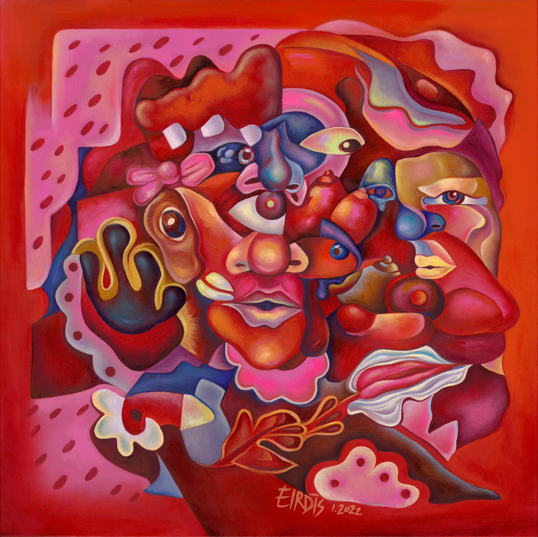 WATERMELON BEAR - Oil on Canvas - 2022 - 80 x 80cm