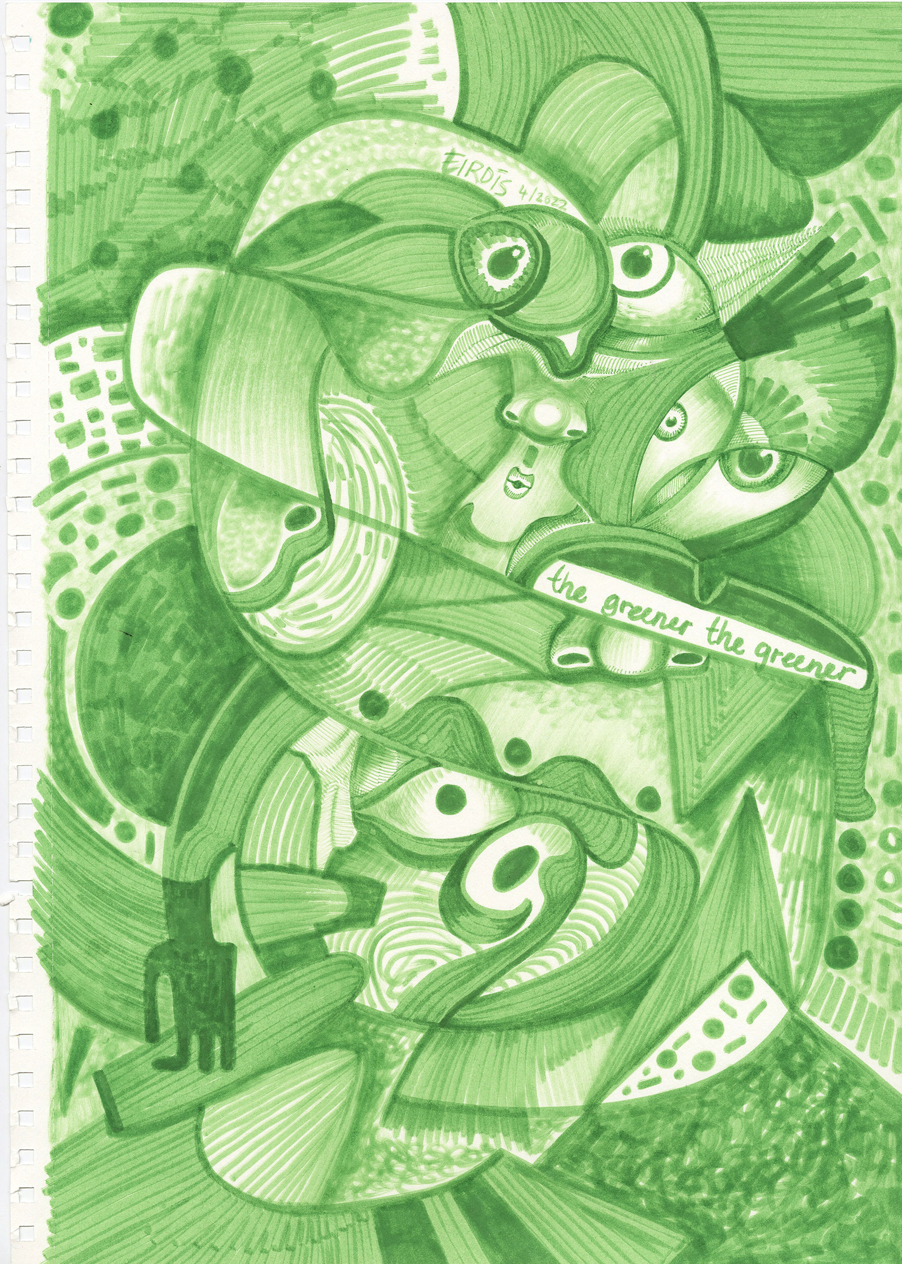 THE GREENER THE GREENER - Pen on Paper - 2022 - 42 x 30cm