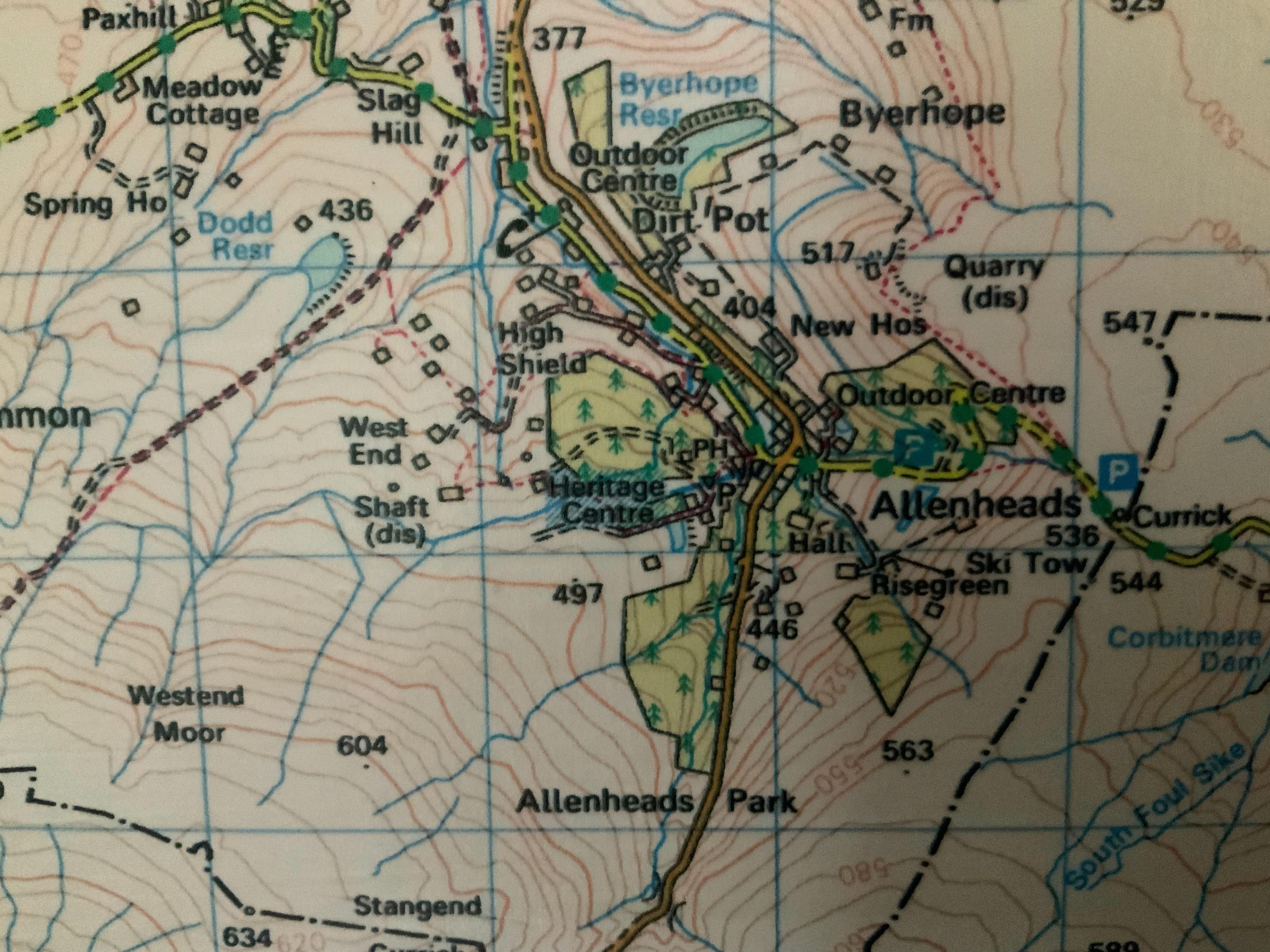 OS map, Allenheads, Allendale.