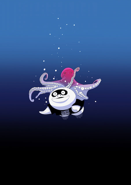 ミズダコと泳ぐペンギリくん