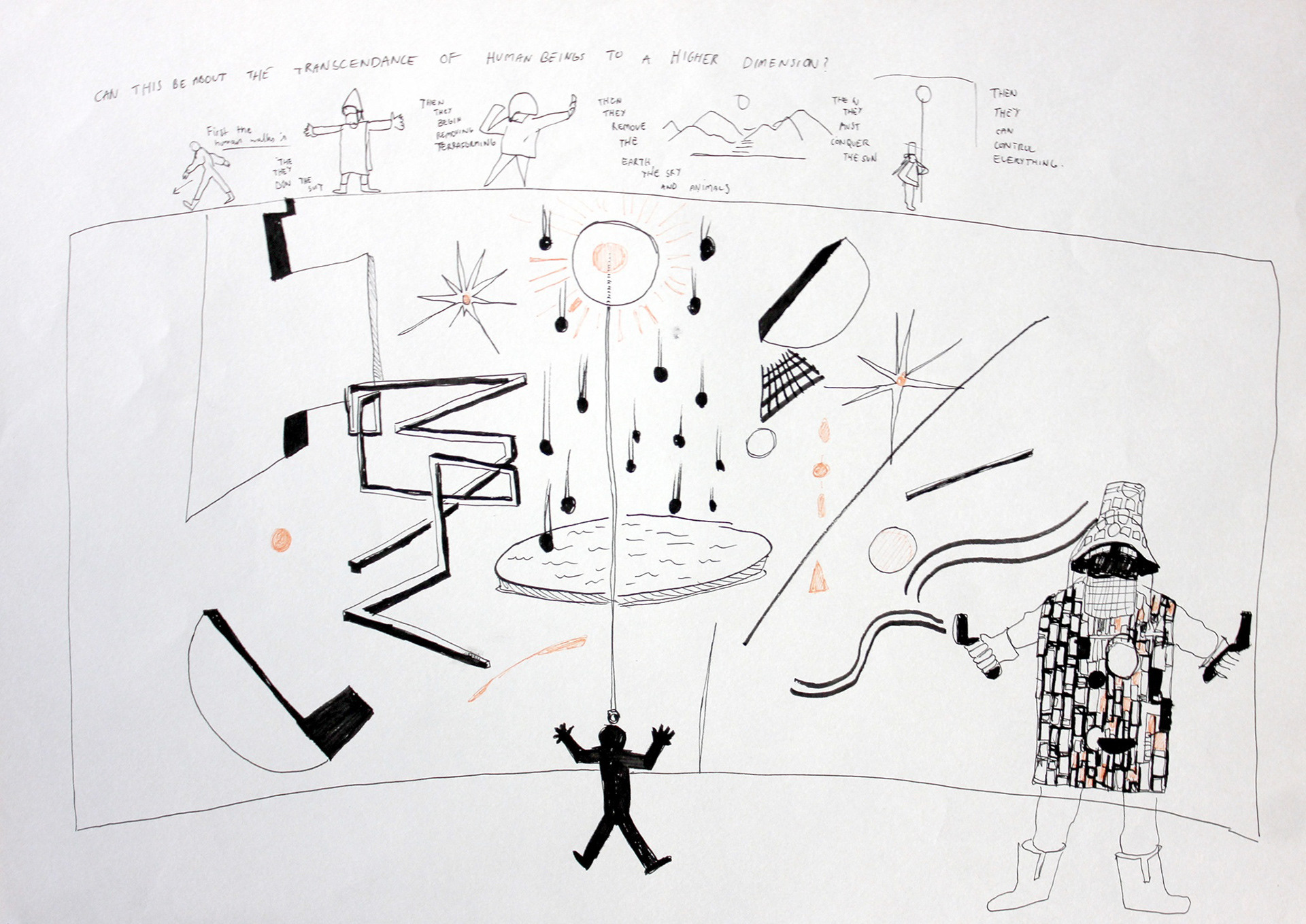 (2021). Performance using the Studio 110 LED Screen. [Pen and ink on paper]. 297 x 420 mm.