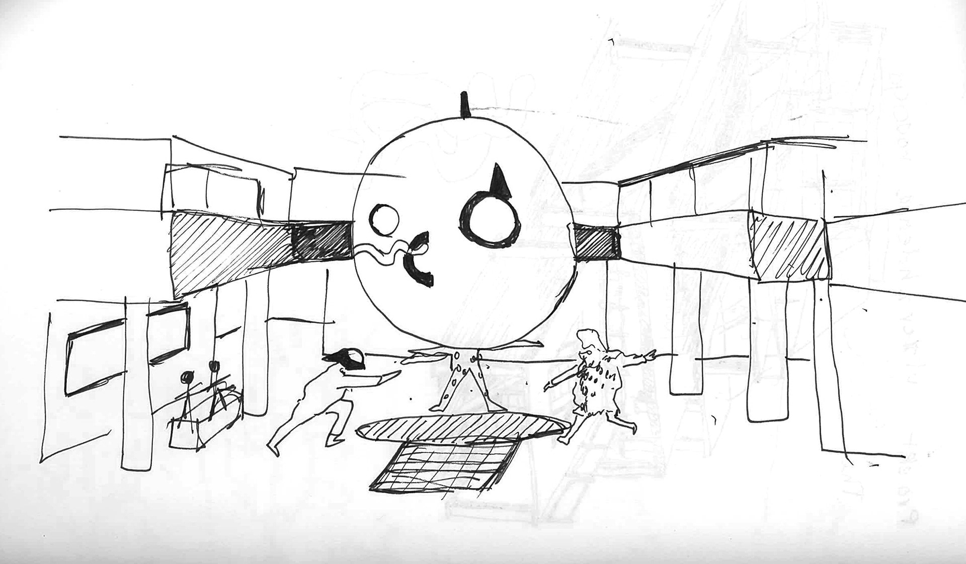 (2021). Sketch of the Mirror Sphere I. [Pen and ink on paper]. 210 × 297 mm.