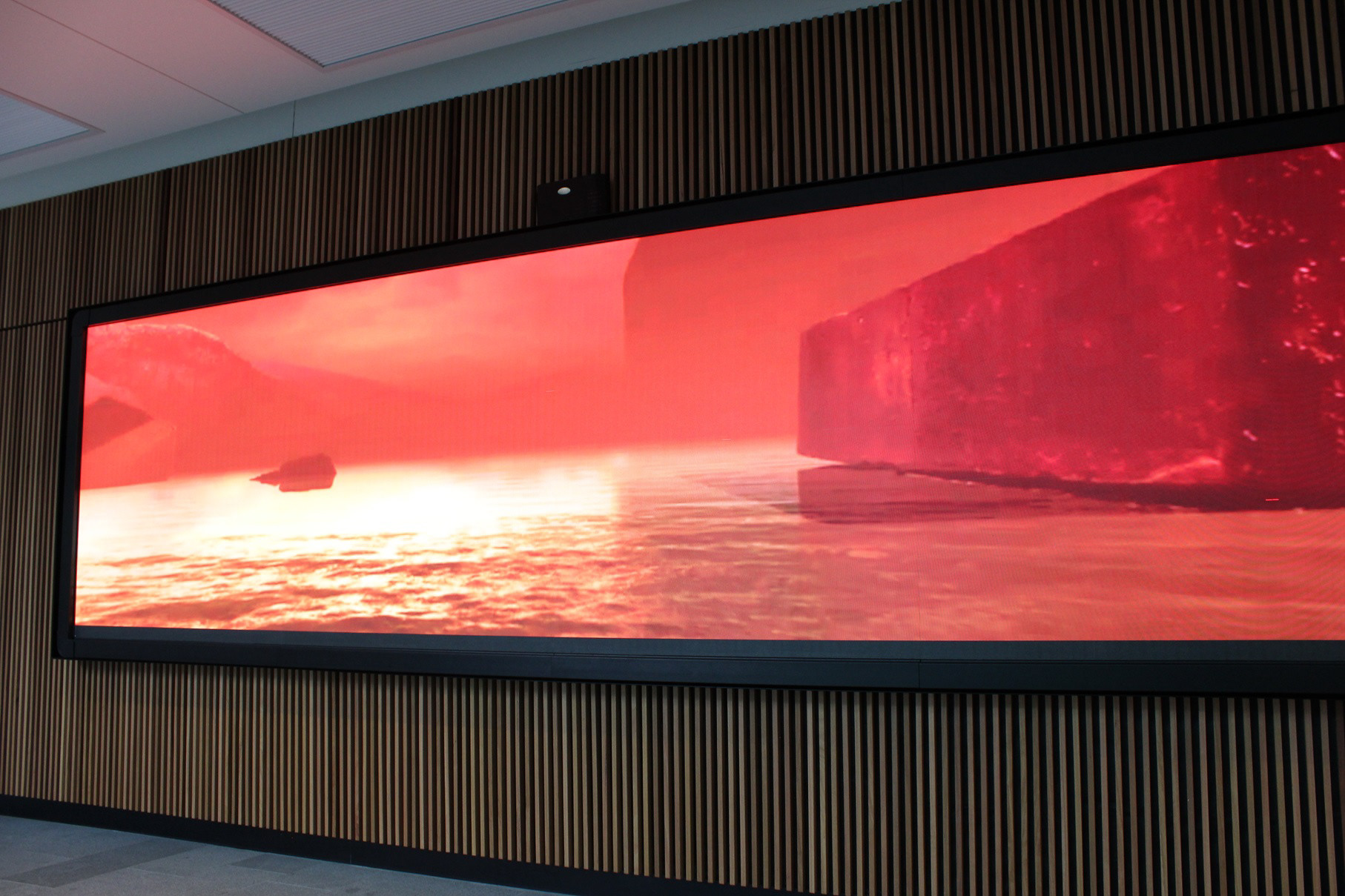 (2022). Volcano World on the LED Screen. [Single-channel screen, game engine imagery]. Installation view.