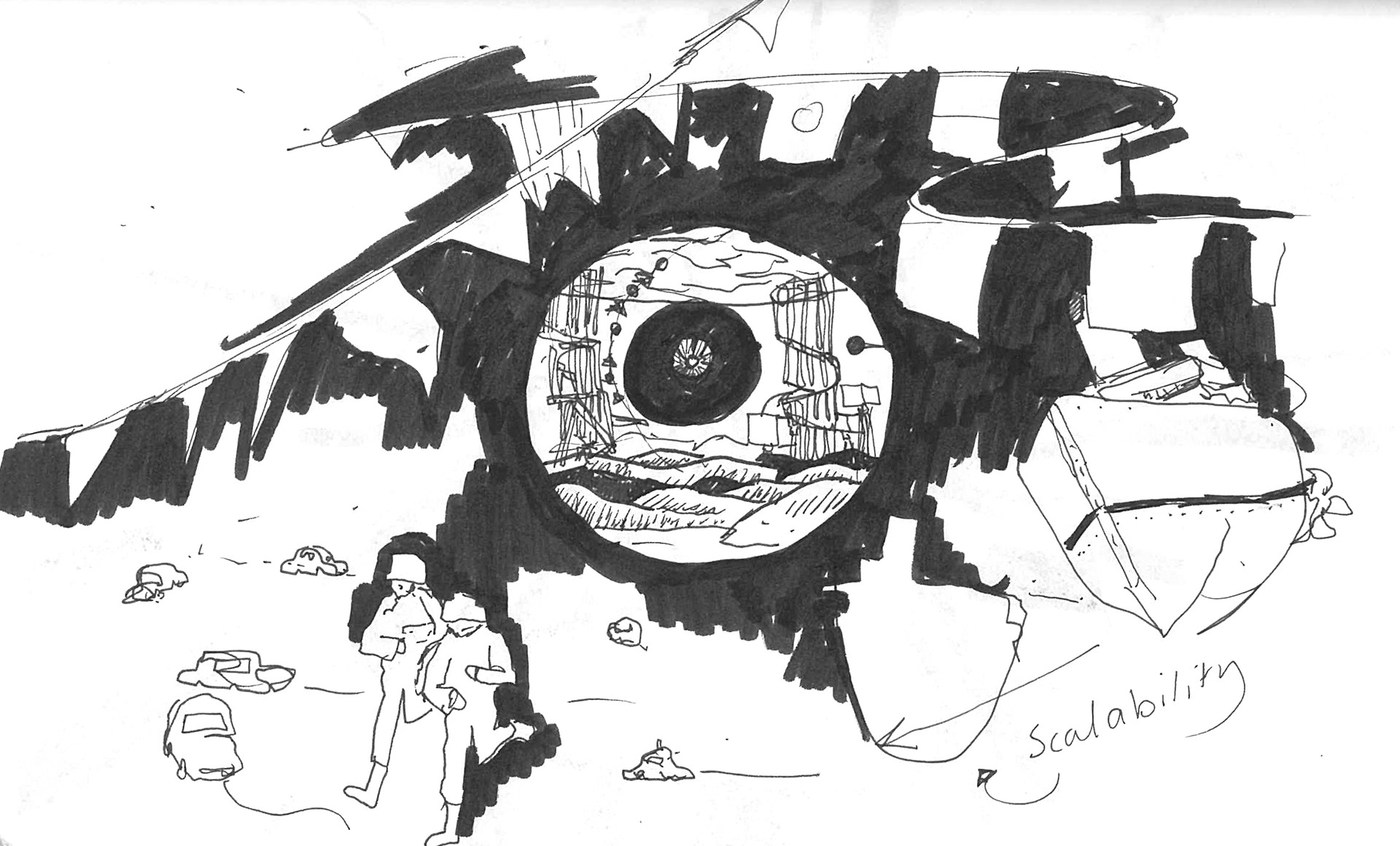 (2021). Prounal Motions, Tatlin and Marc drawing II. [Pen and ink on paper]. 