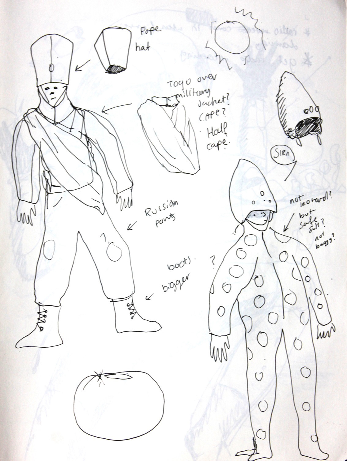 (2022). Nero and Sira costume components. [Pen and ink on paper]. 210 × 297 mm.