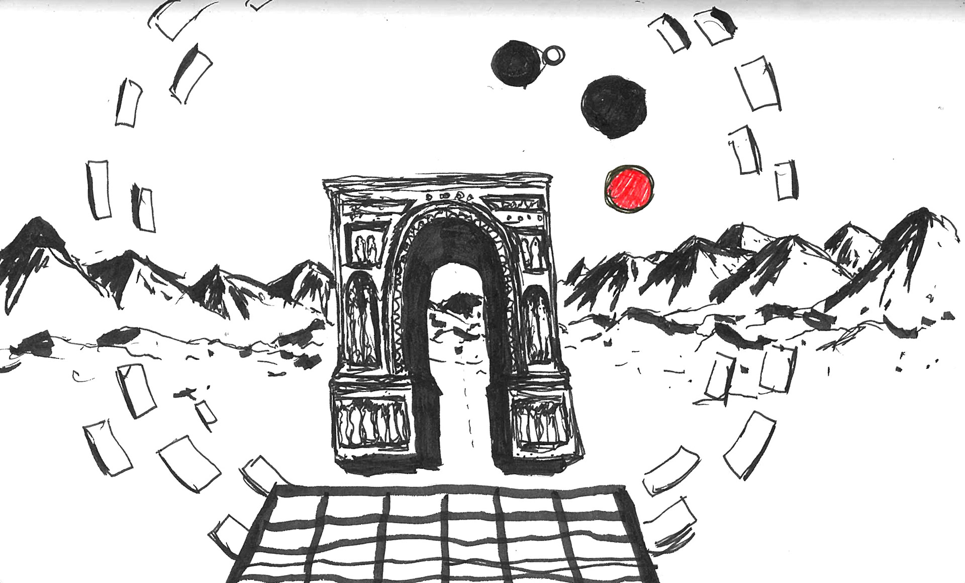 (2021). Prounal Motions, Beyond the painting world drawing. [Pen and ink on paper]. 