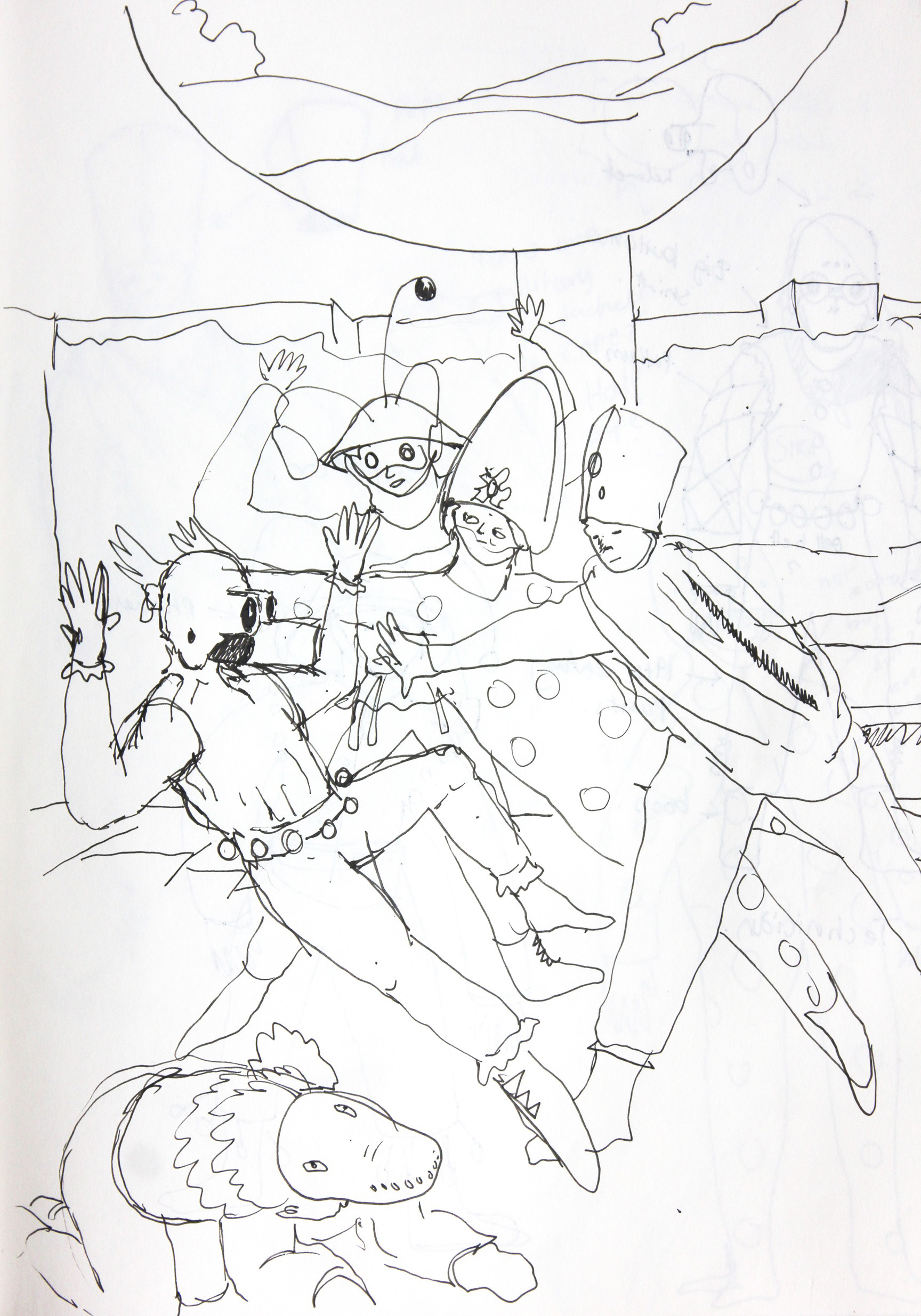 (2021). Characters in Act II. [Pen and ink on paper]. 210× 297 mm.