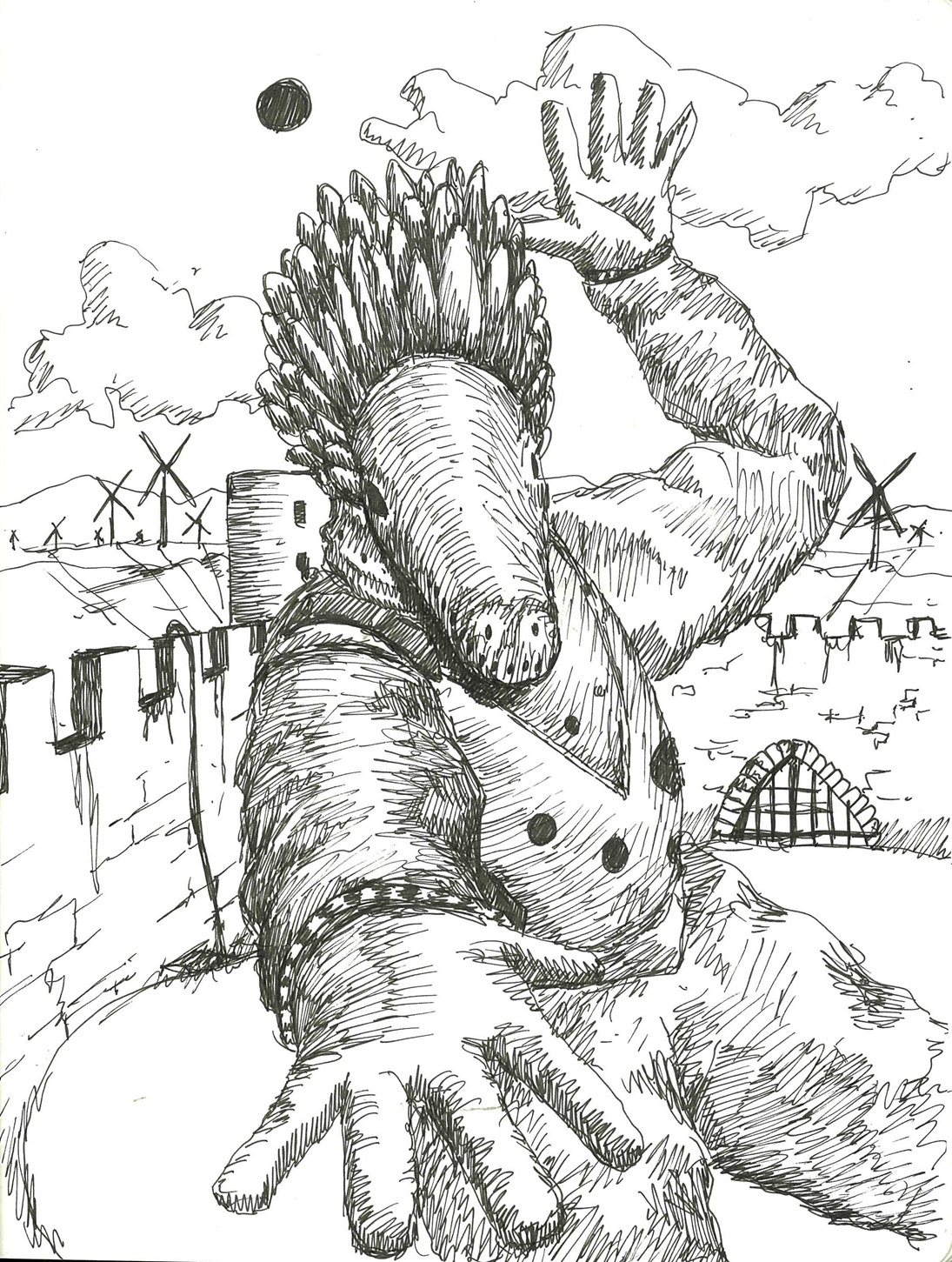 (2021). Lada performing in their castle. [Pen and ink on paper]. 210 × 297 mm.