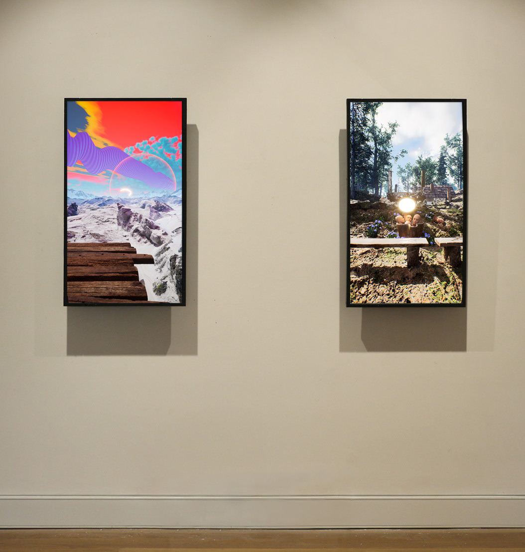 (2021). Expanded Spaces, Experimental Two-channel test. [Two-channel installation, HD video, stereo-sound, infinite loop]. Installation view.