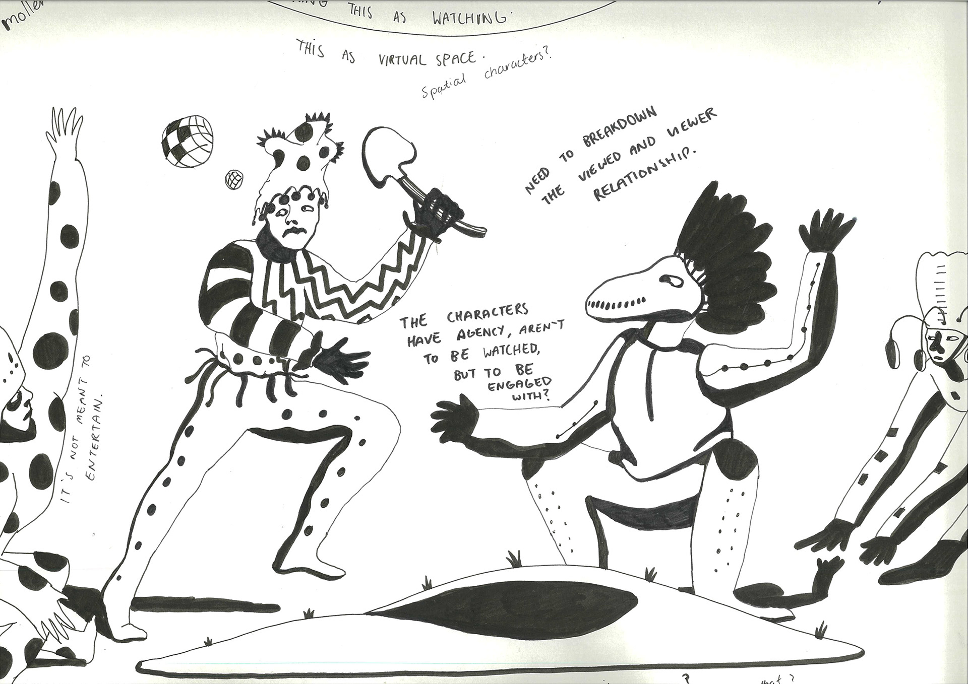 (2021). Early sketch of characters II. [Pen and ink on paper]. 420 × 297 mm.