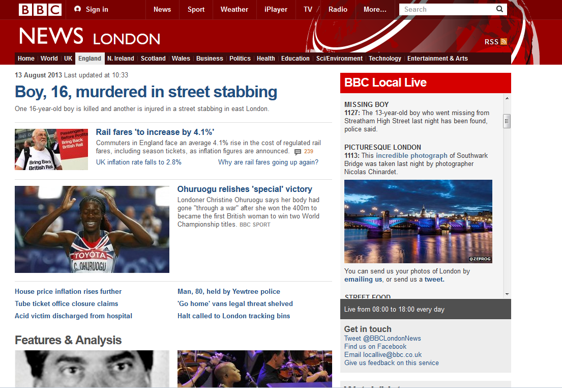 BBC London News website