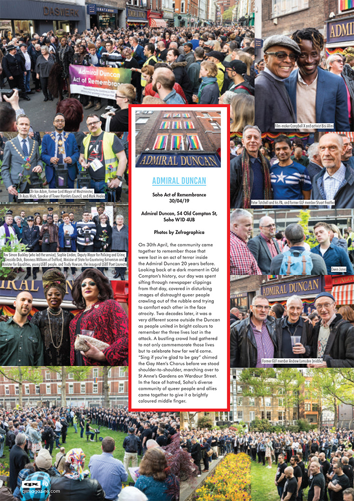 20th anniversary of the bombing of the Admiral Duncan for QX Magazine