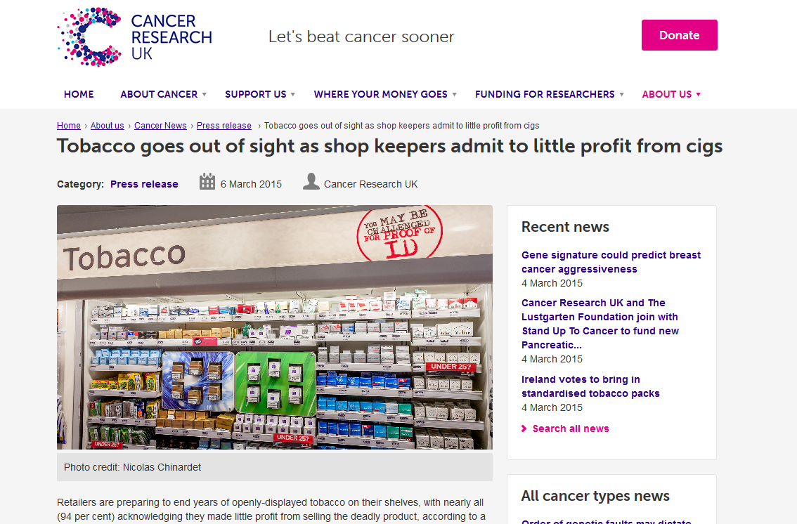 Cancer Research UK website