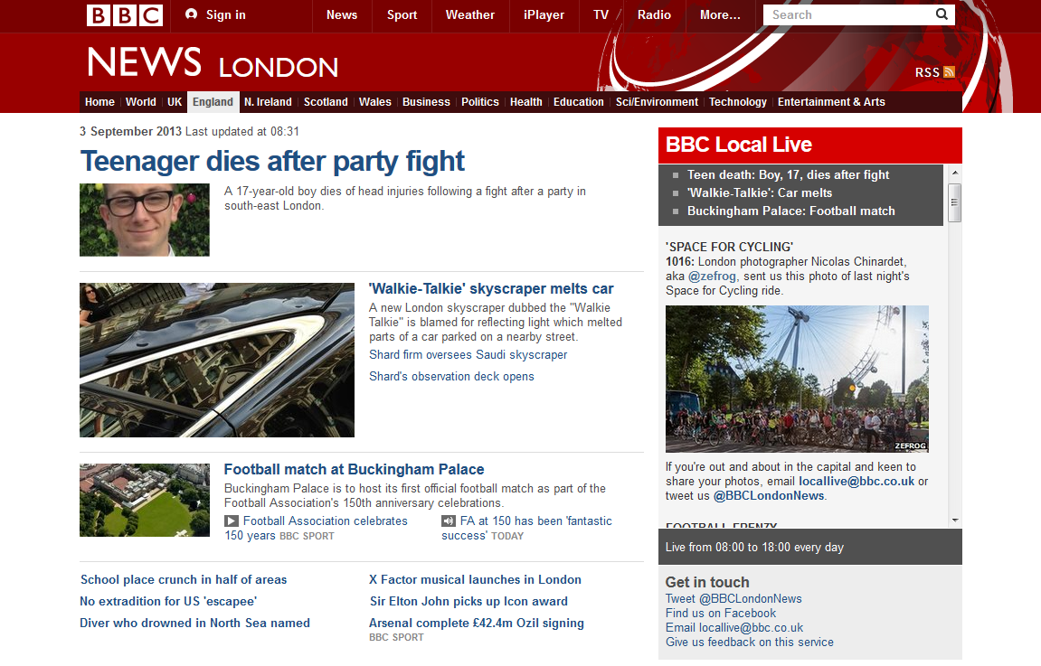 BBC London News website