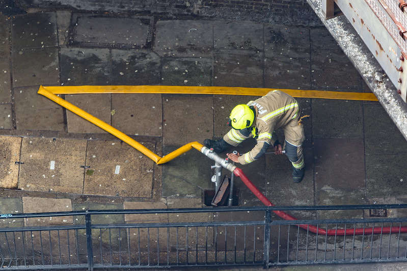 Fire under the Elephant and Castle railway station